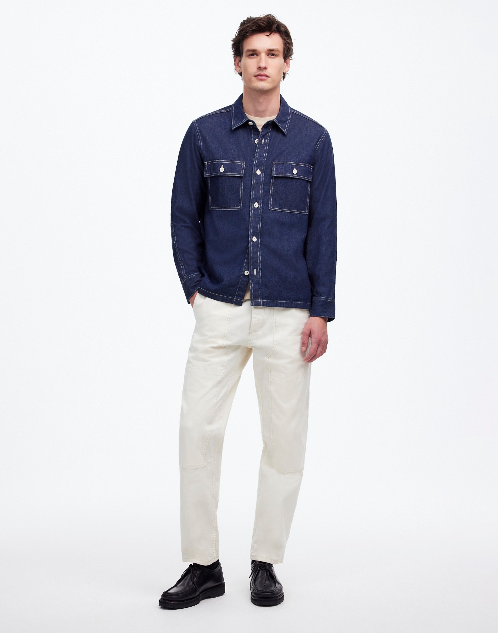 Straight-Hem Work Shirt Japanese Denim | Madewell