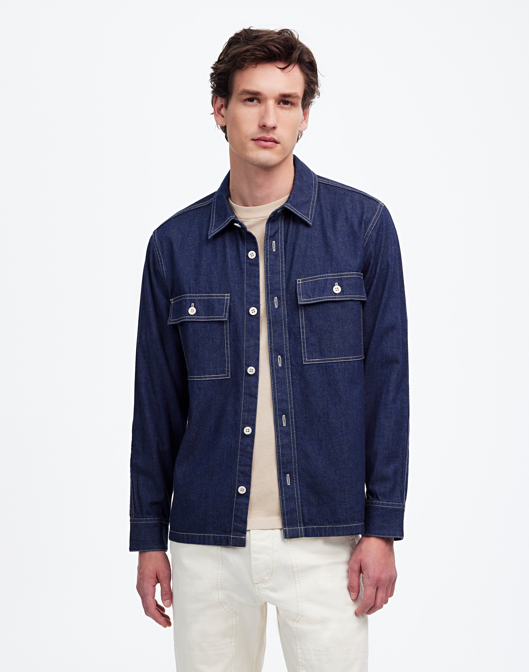 Straight-Hem Work Shirt Japanese Denim | Madewell