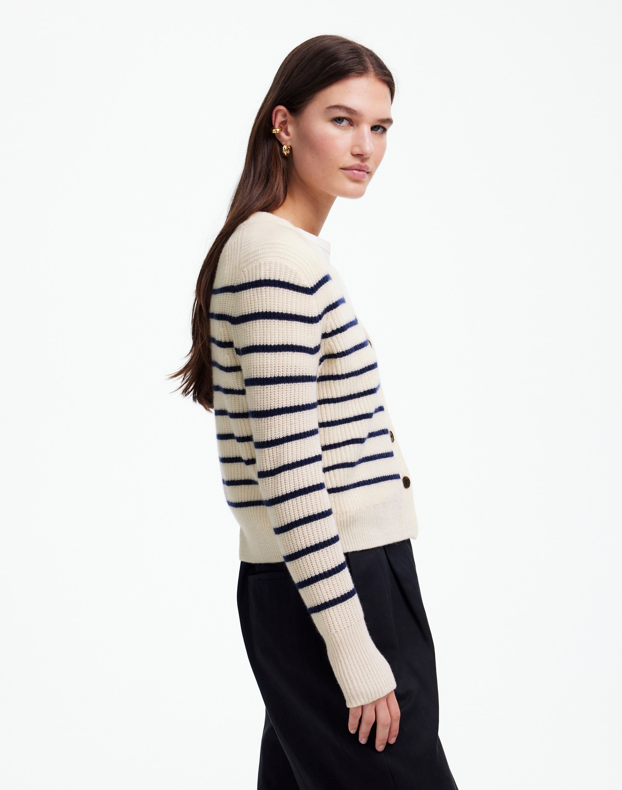 SoftWool V-Neck Cardigan Stripe | Madewell