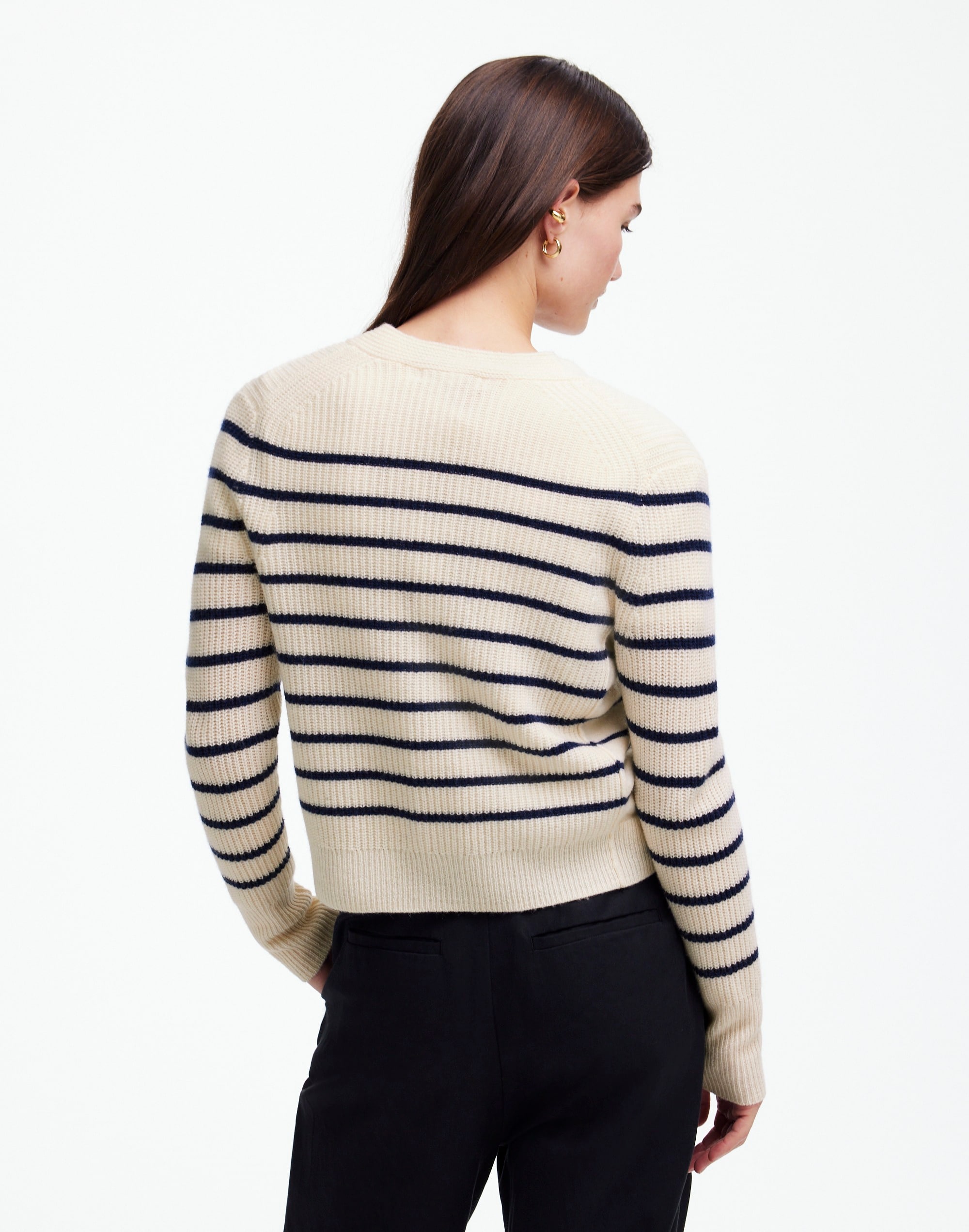 SoftWool V-Neck Cardigan Stripe | Madewell