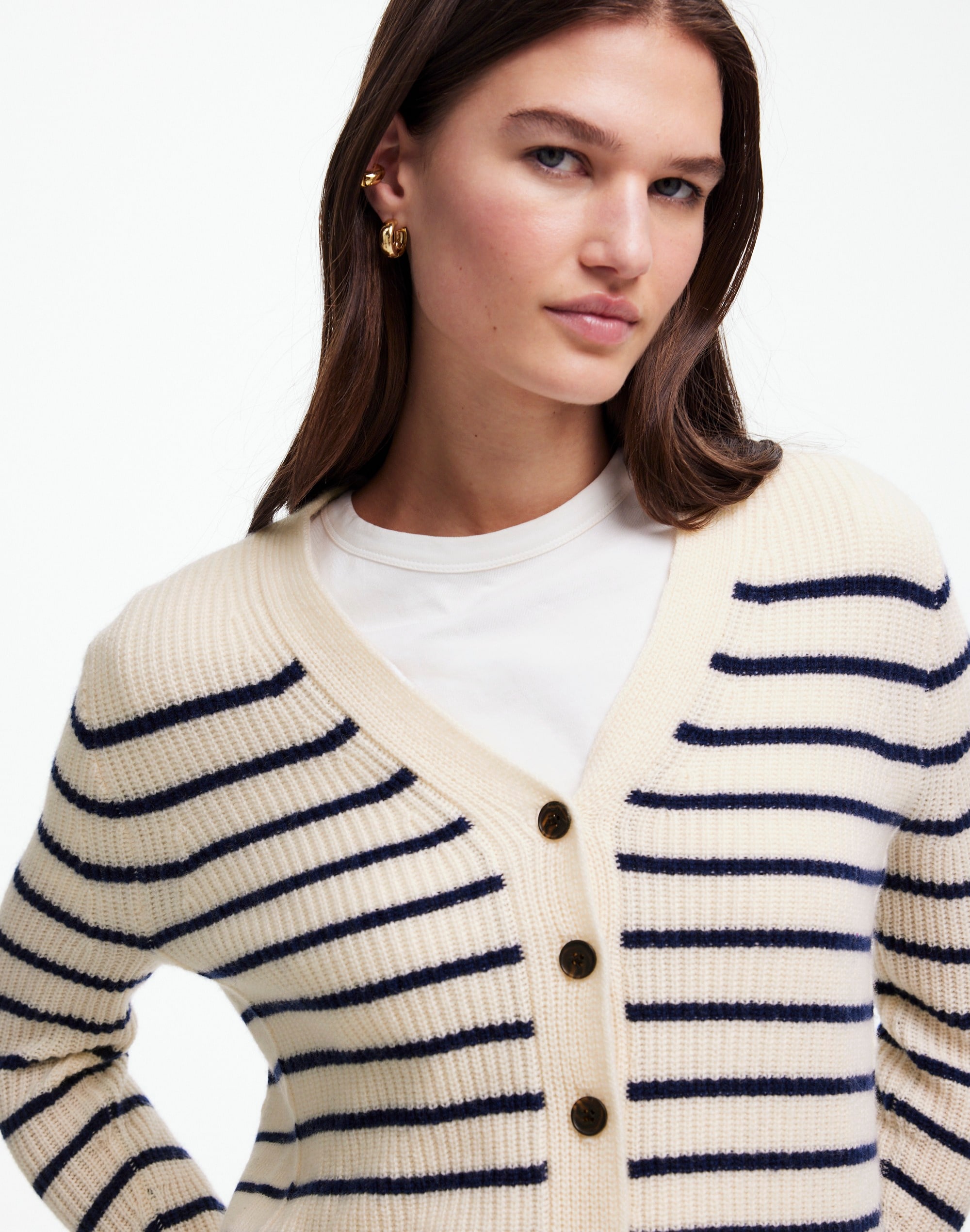 SoftWool V-Neck Cardigan Stripe | Madewell