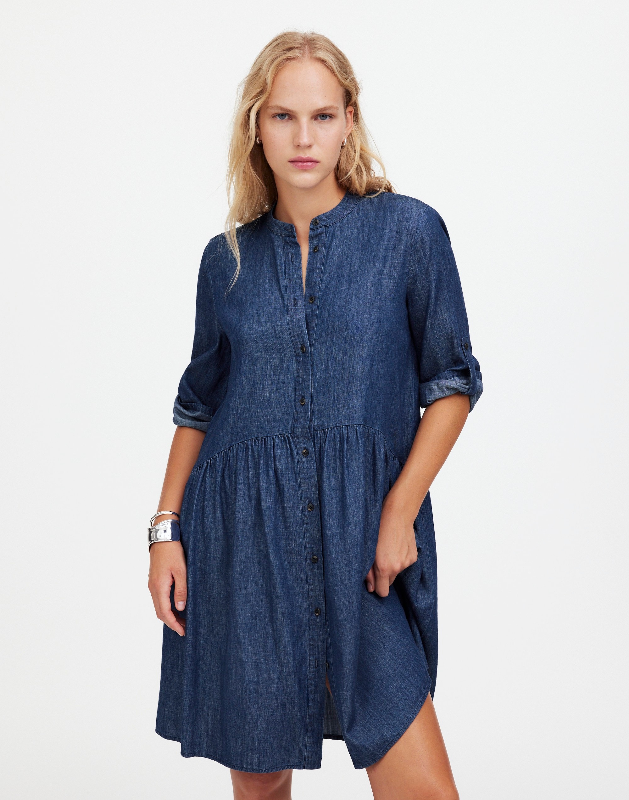 Denim Button-Front Mini Shirtdress | Madewell