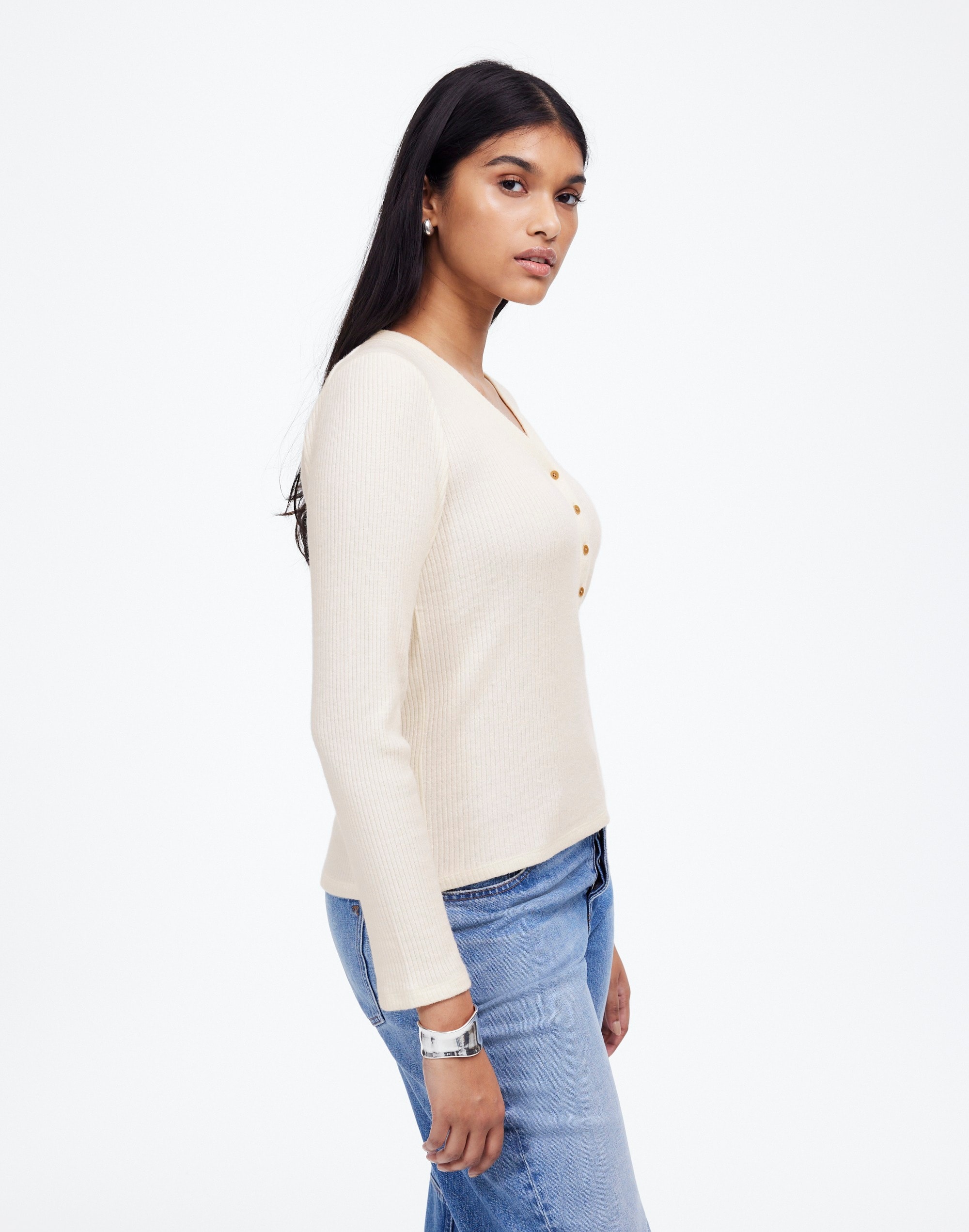 Brushed Long-Sleeve Henley Tee | Madewell