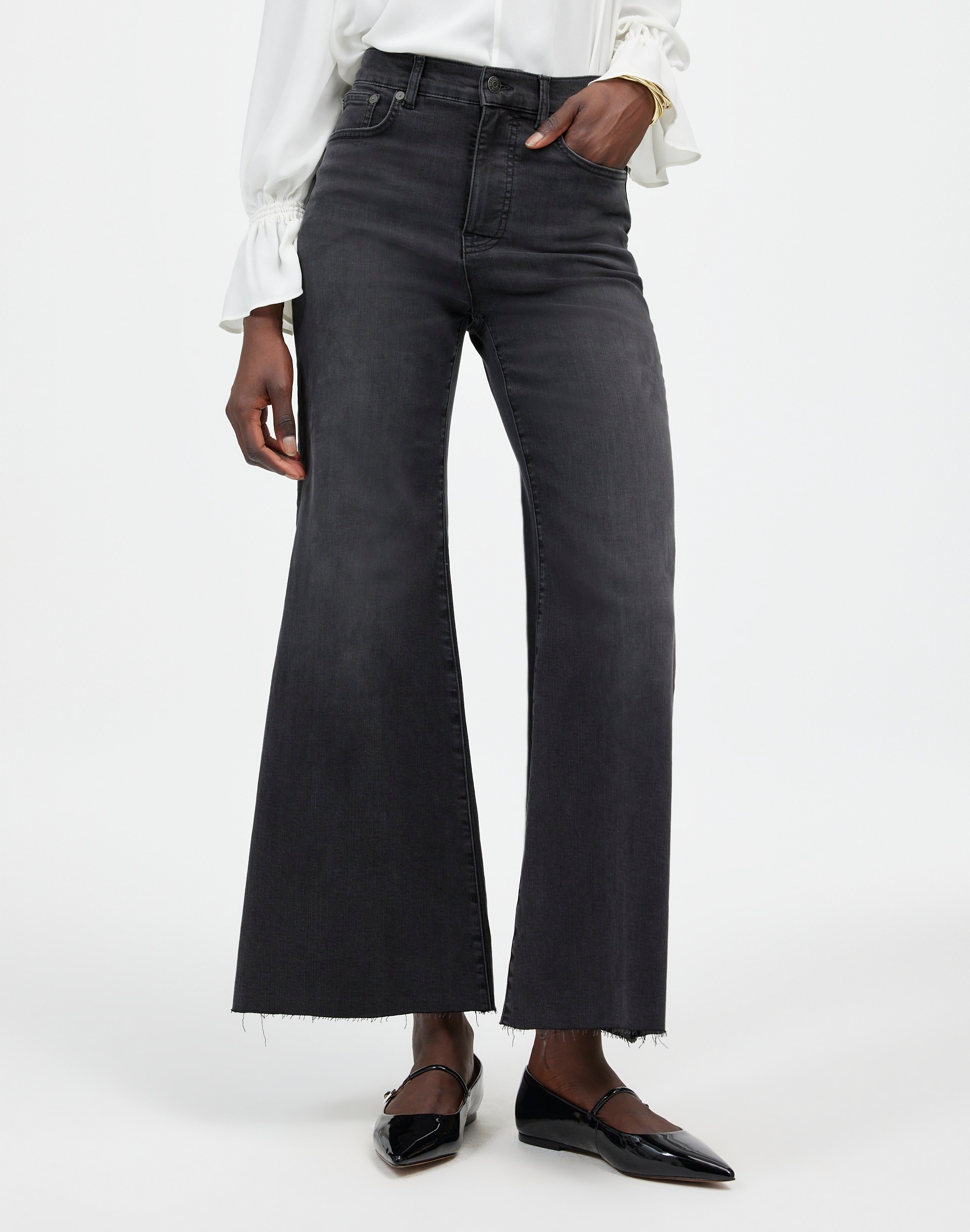 Flared Wide-Leg Jeans Black Chasm Wash | Madewell