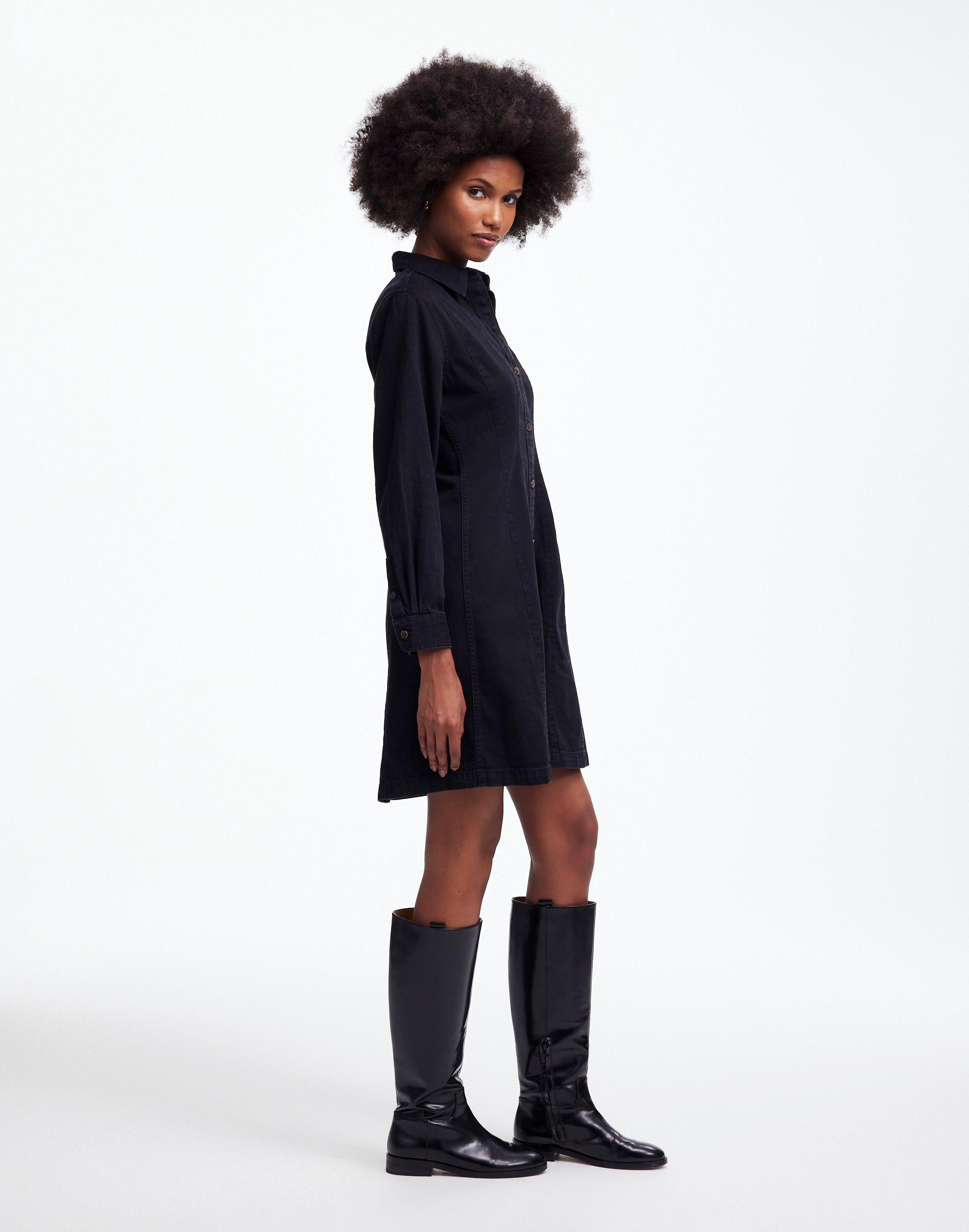 Denim Seamed Mini Dress Washed Black | Madewell