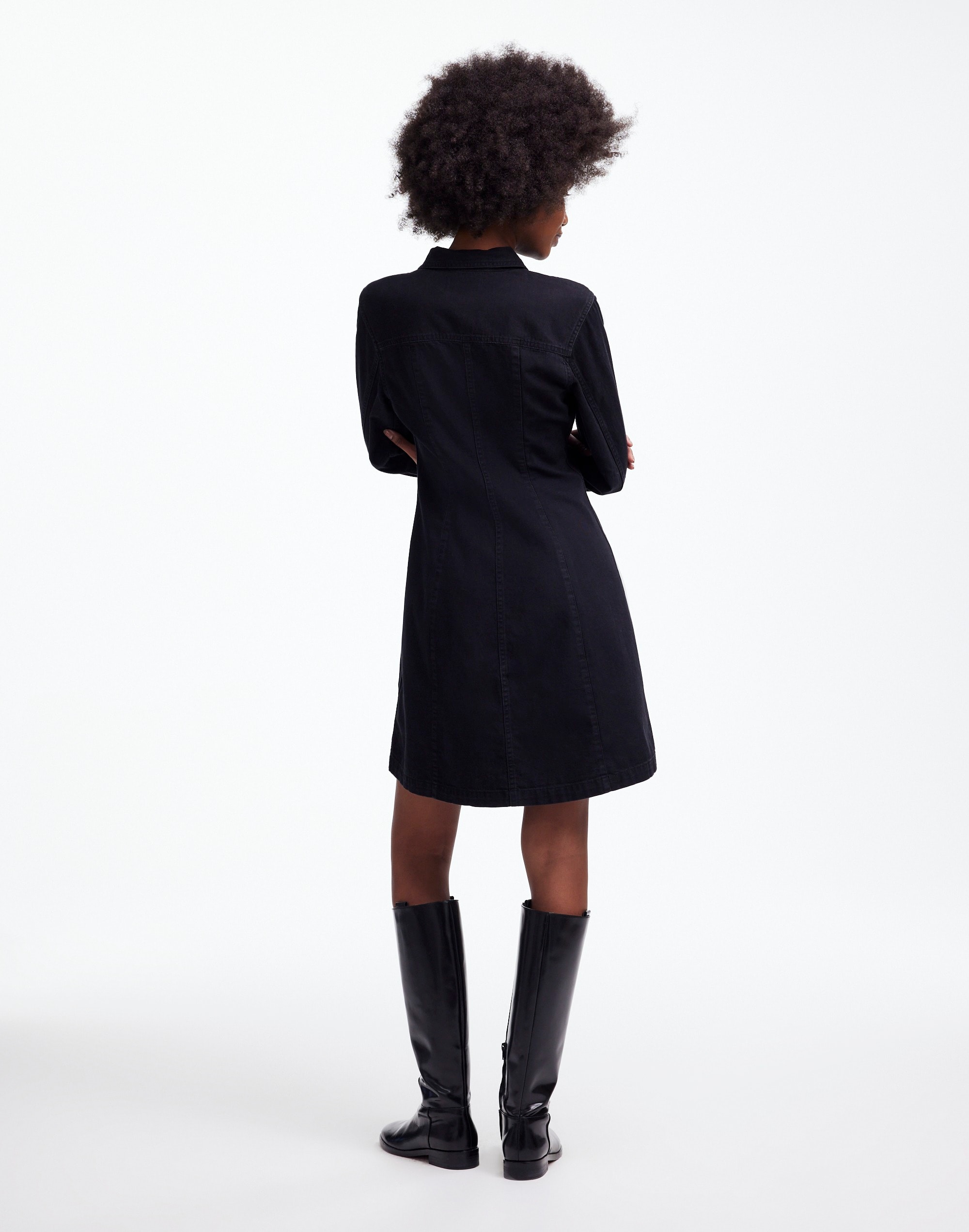 Denim Seamed Mini Dress Washed Black | Madewell