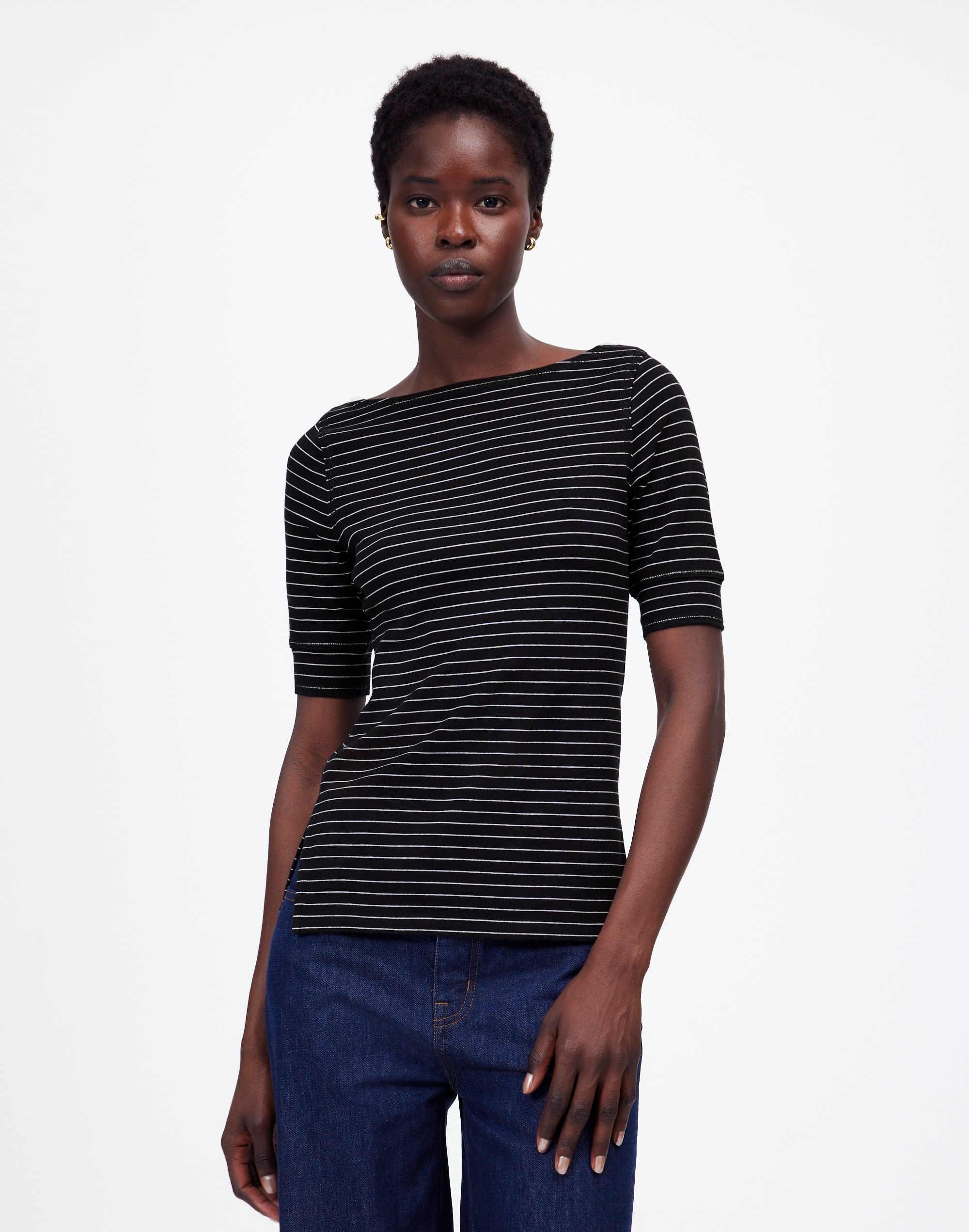 Ribbed Boatneck Tee Stripe | Madewell