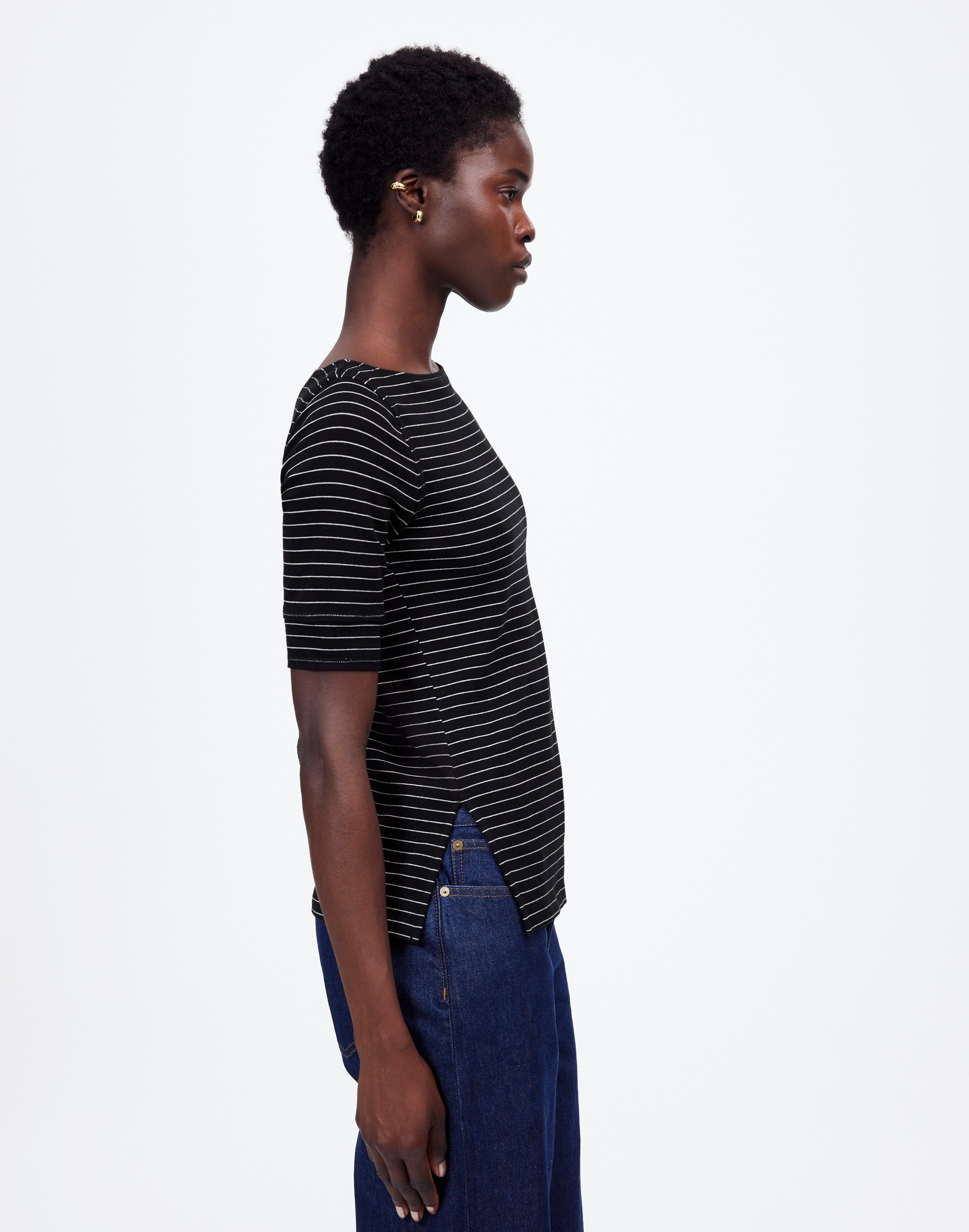 Ribbed Boatneck Tee Stripe | Madewell