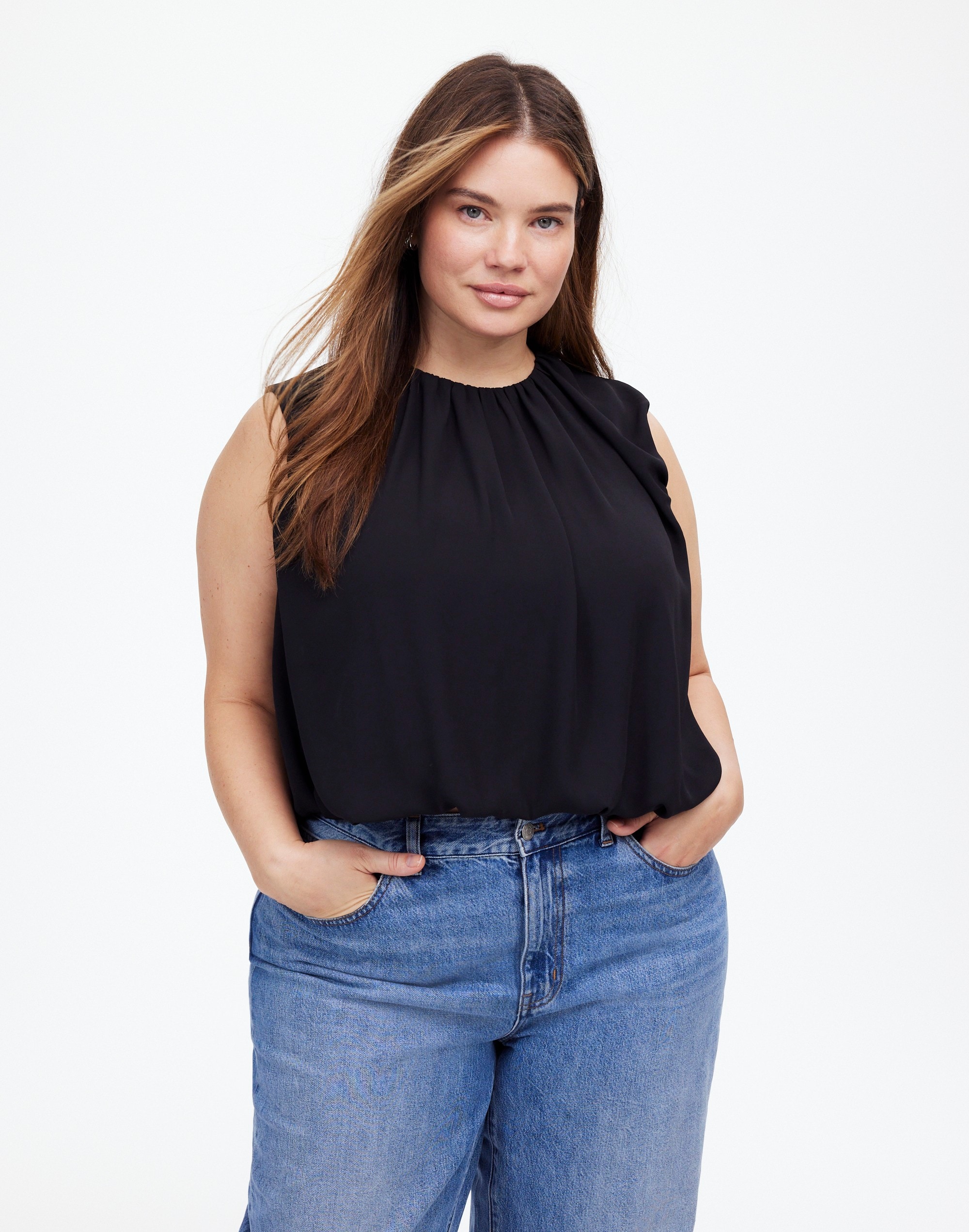 Plus Sleeveless Bubble Top Chiffon | Madewell