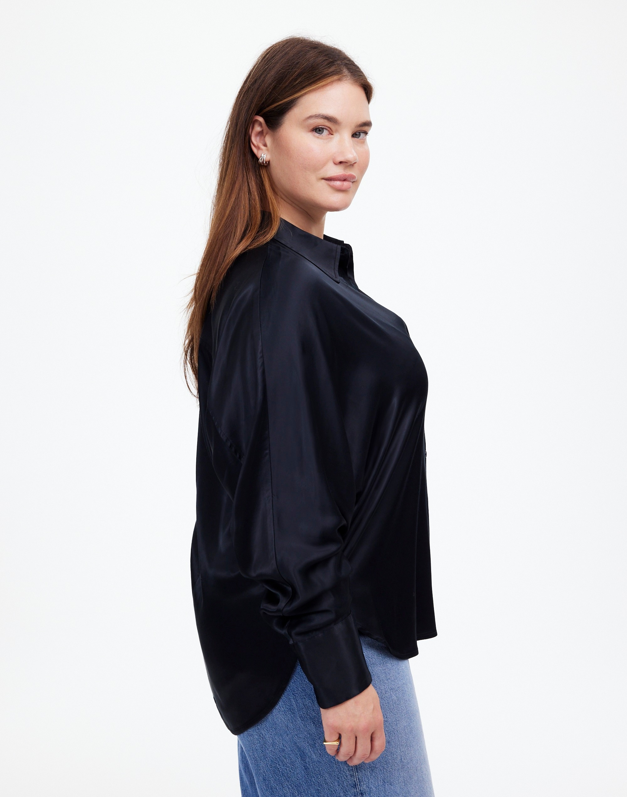 Plus Relaxed Dolman Button-Up Shirt Satin | Madewell