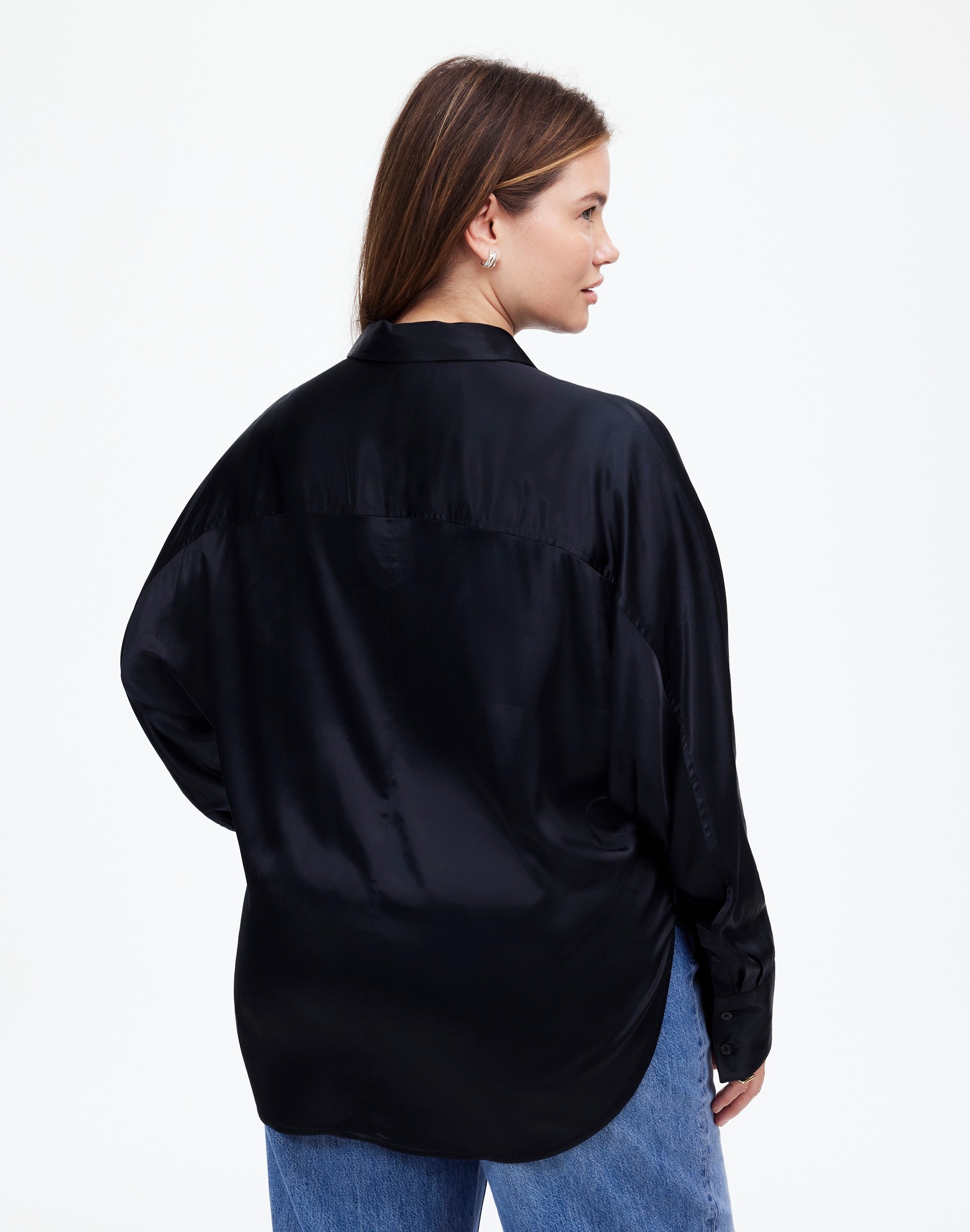 Plus Relaxed Dolman Button-Up Shirt Satin | Madewell