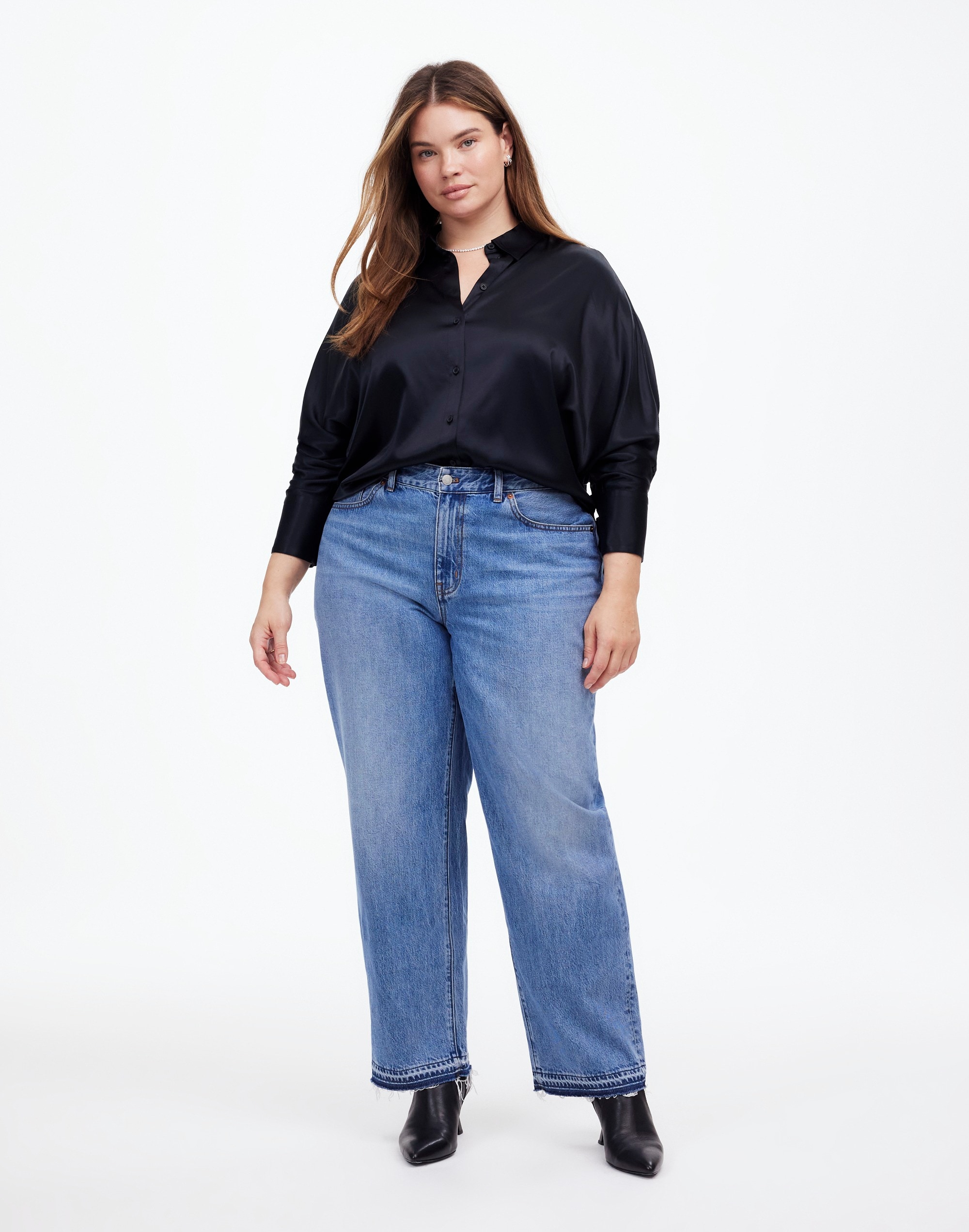 Plus Relaxed Dolman Button-Up Shirt Satin | Madewell