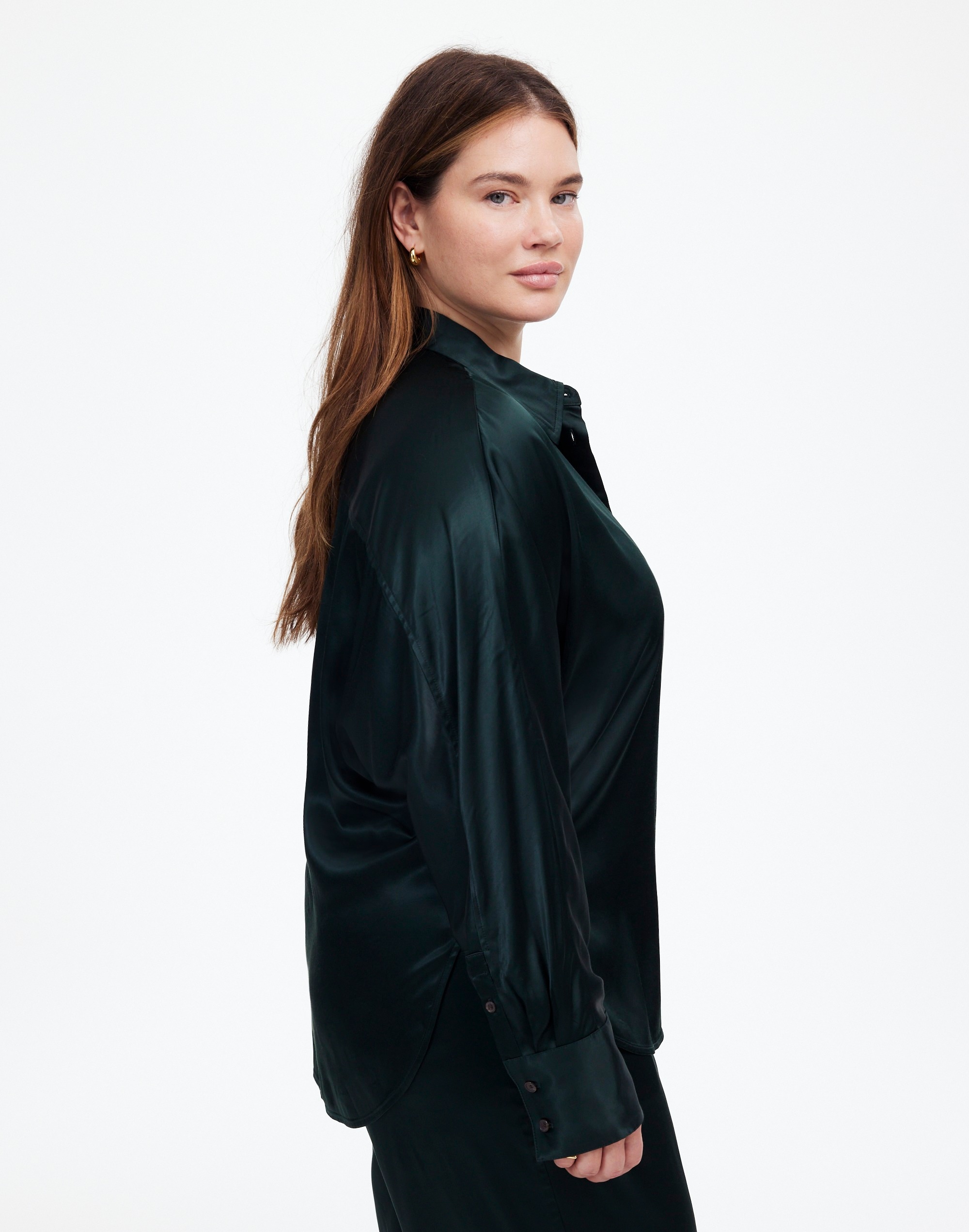 Plus Relaxed Dolman Button-Up Shirt Satin | Madewell