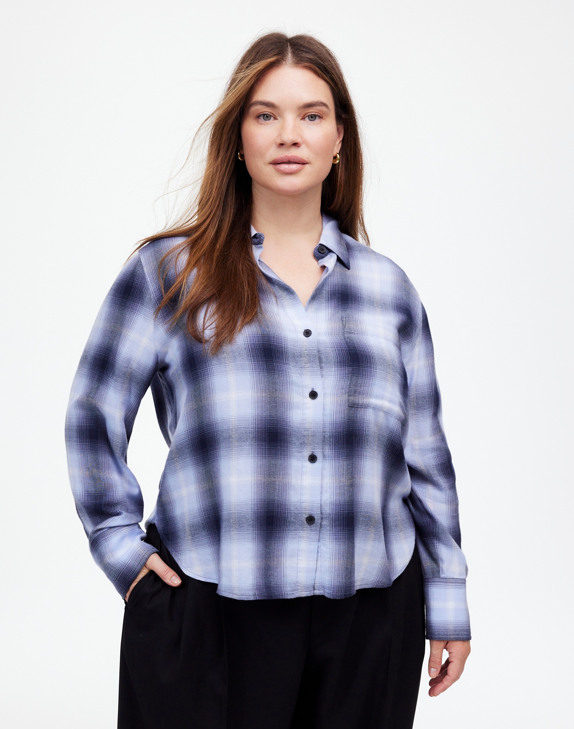 Plus Easy Y-Neck Button-Up Shirt | Madewell