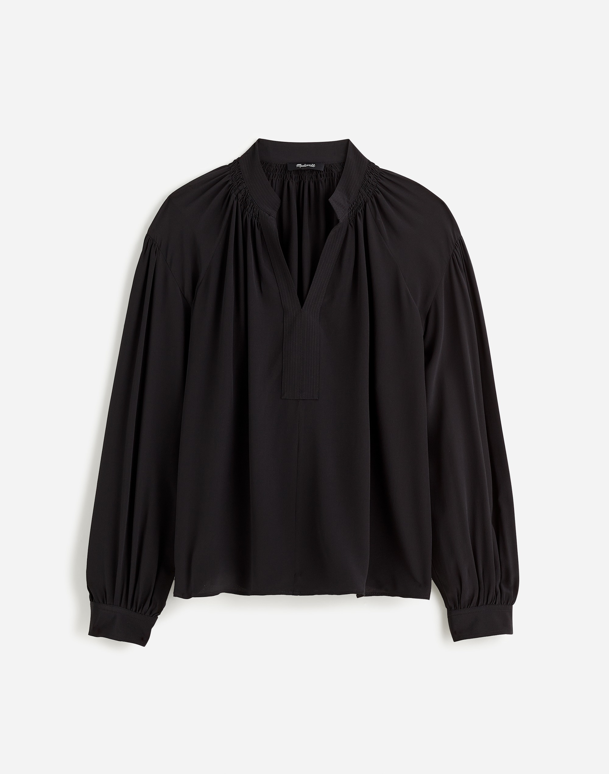 Plus Shirred Long-Sleeve Top Silk | Madewell