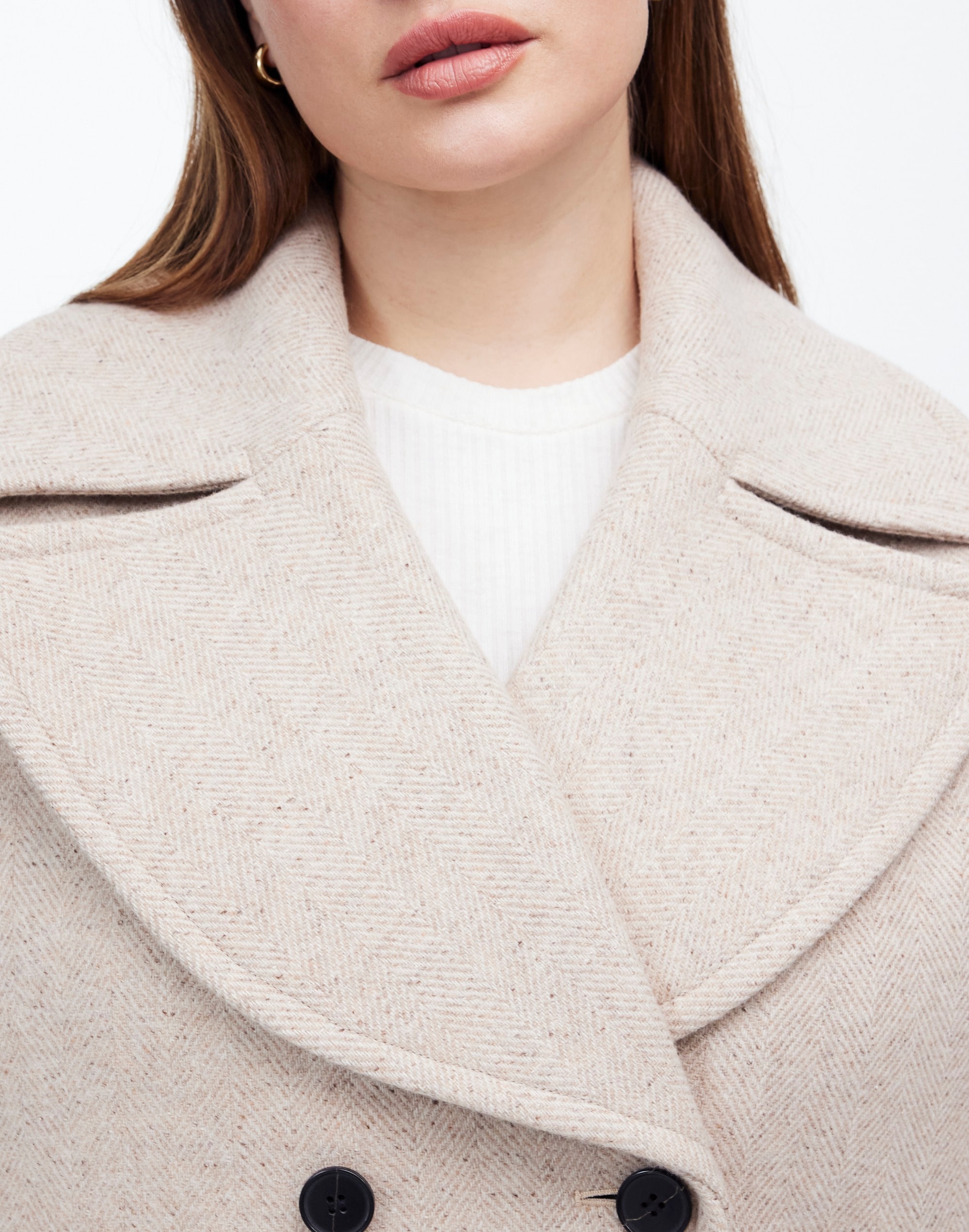 Plus Oversized-Collar Short Peacoat Herringbone | Madewell