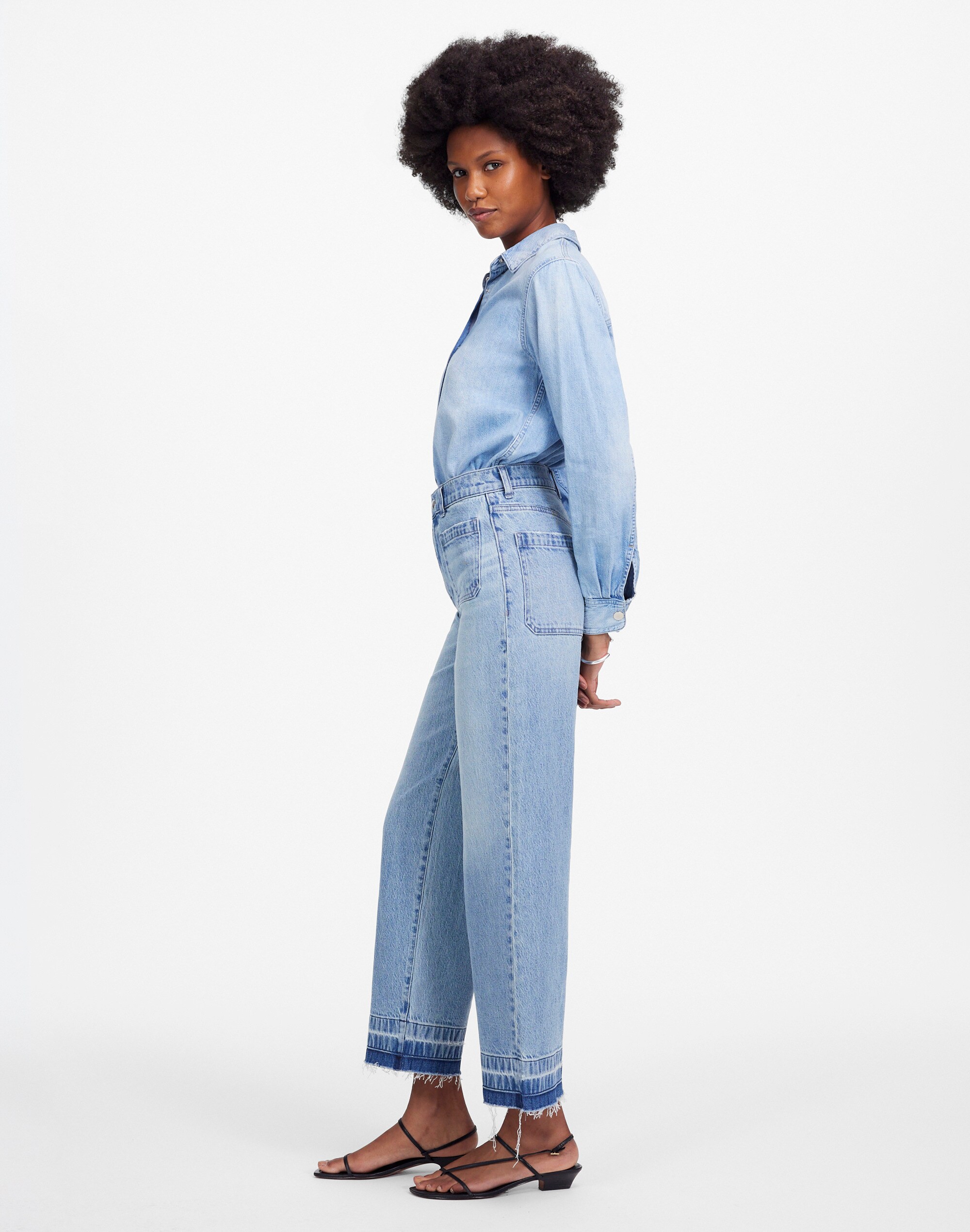 The Petite Emmett Wide-Leg Jean Banning Wash: Patch Pocket Edition | Madewell