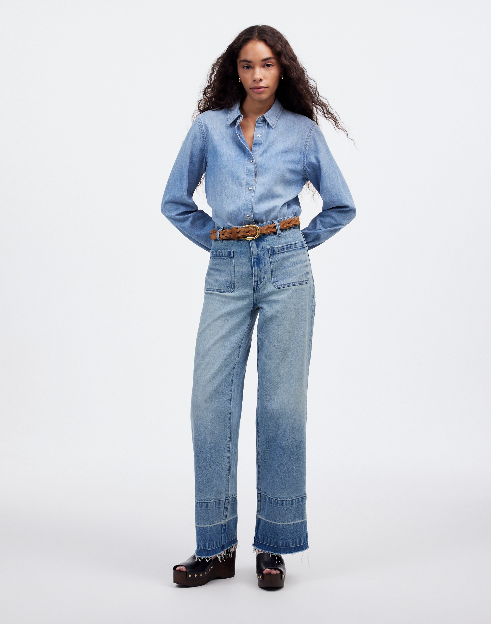 The Petite Emmett Wide-Leg Jean Banning Wash: Patch Pocket Edition | Madewell