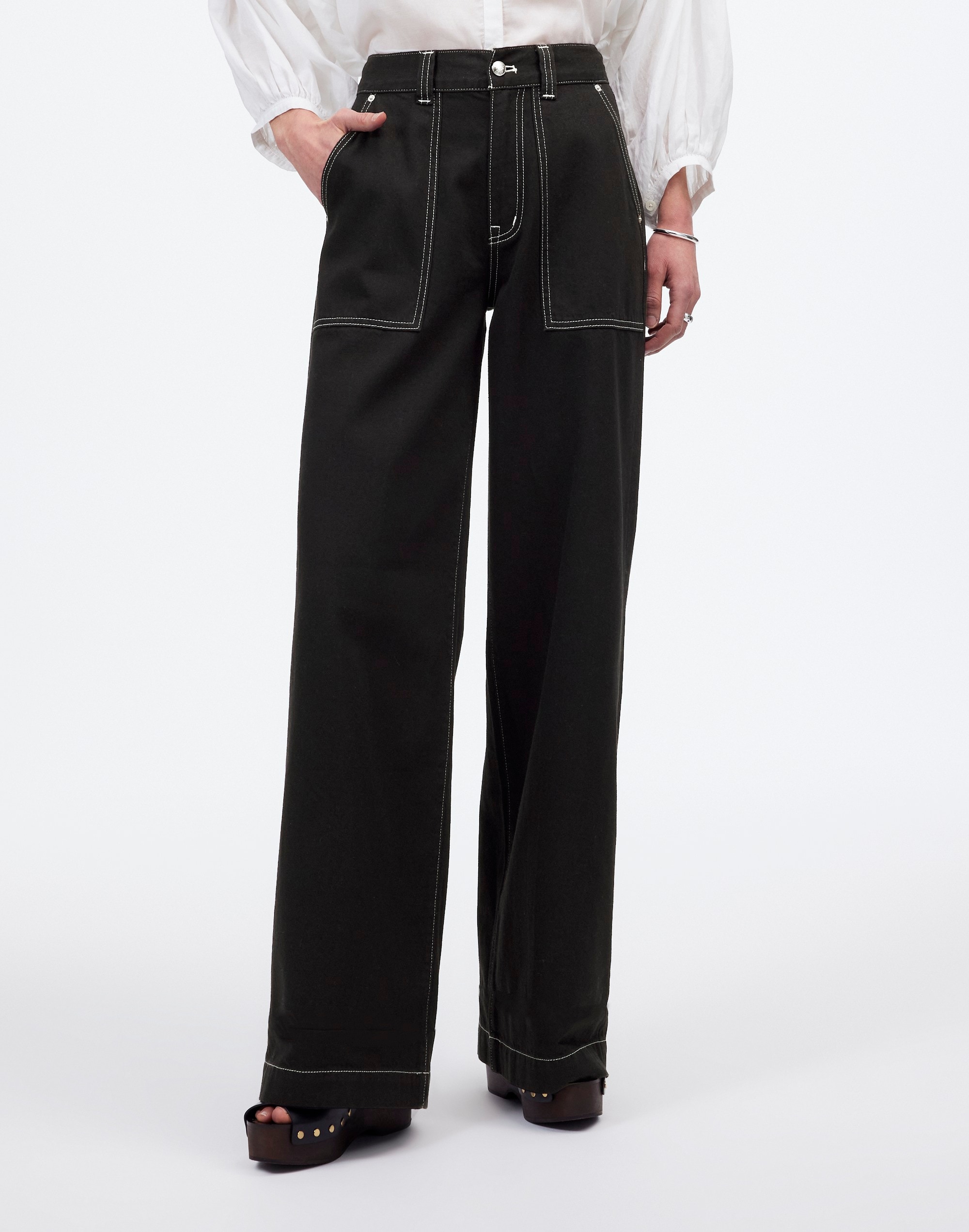 Superwide-Leg Utility Jeans Clean Black Wash: Airy Denim Edition | Madewell