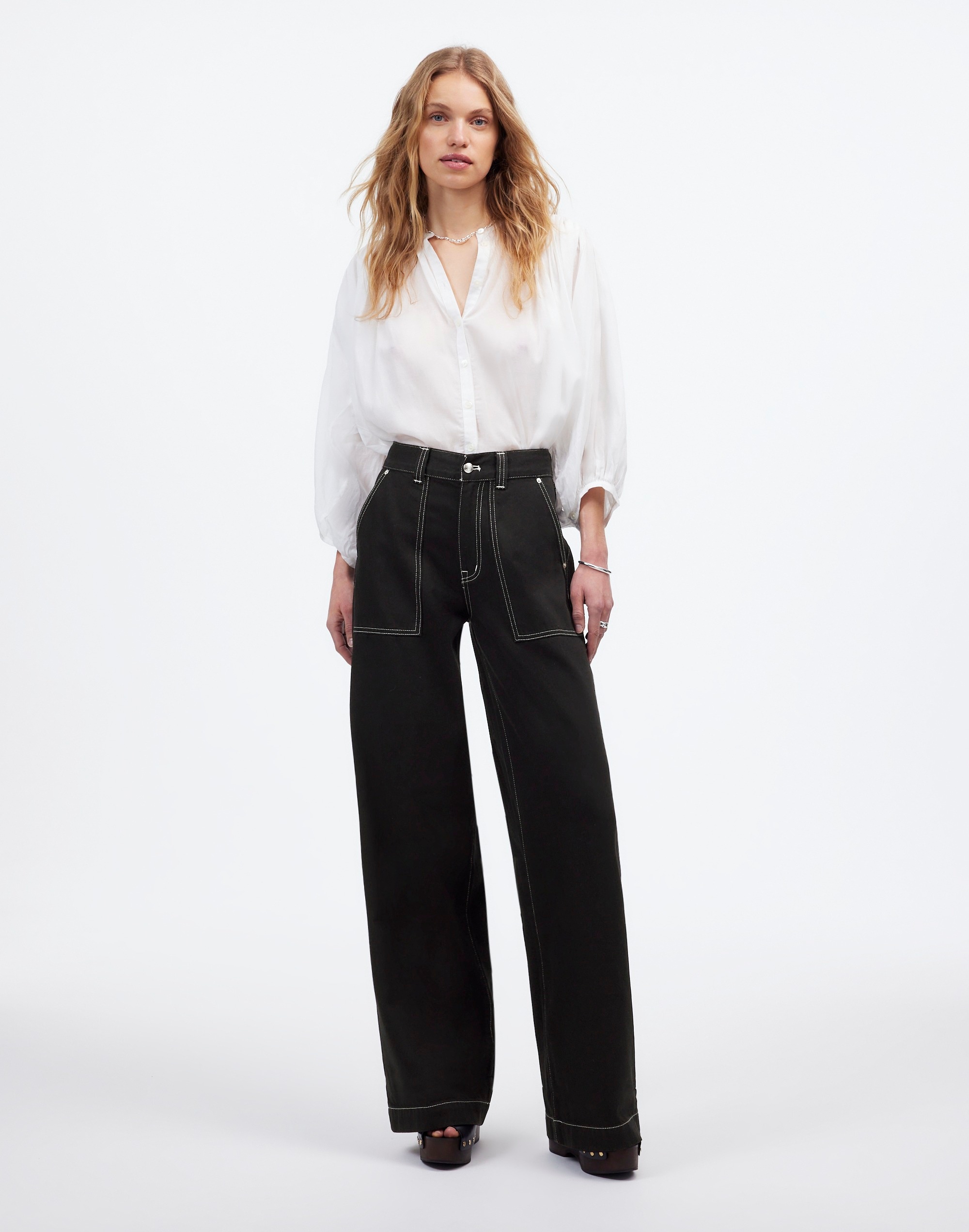 Superwide-Leg Utility Jeans Clean Black Wash: Airy Denim Edition | Madewell