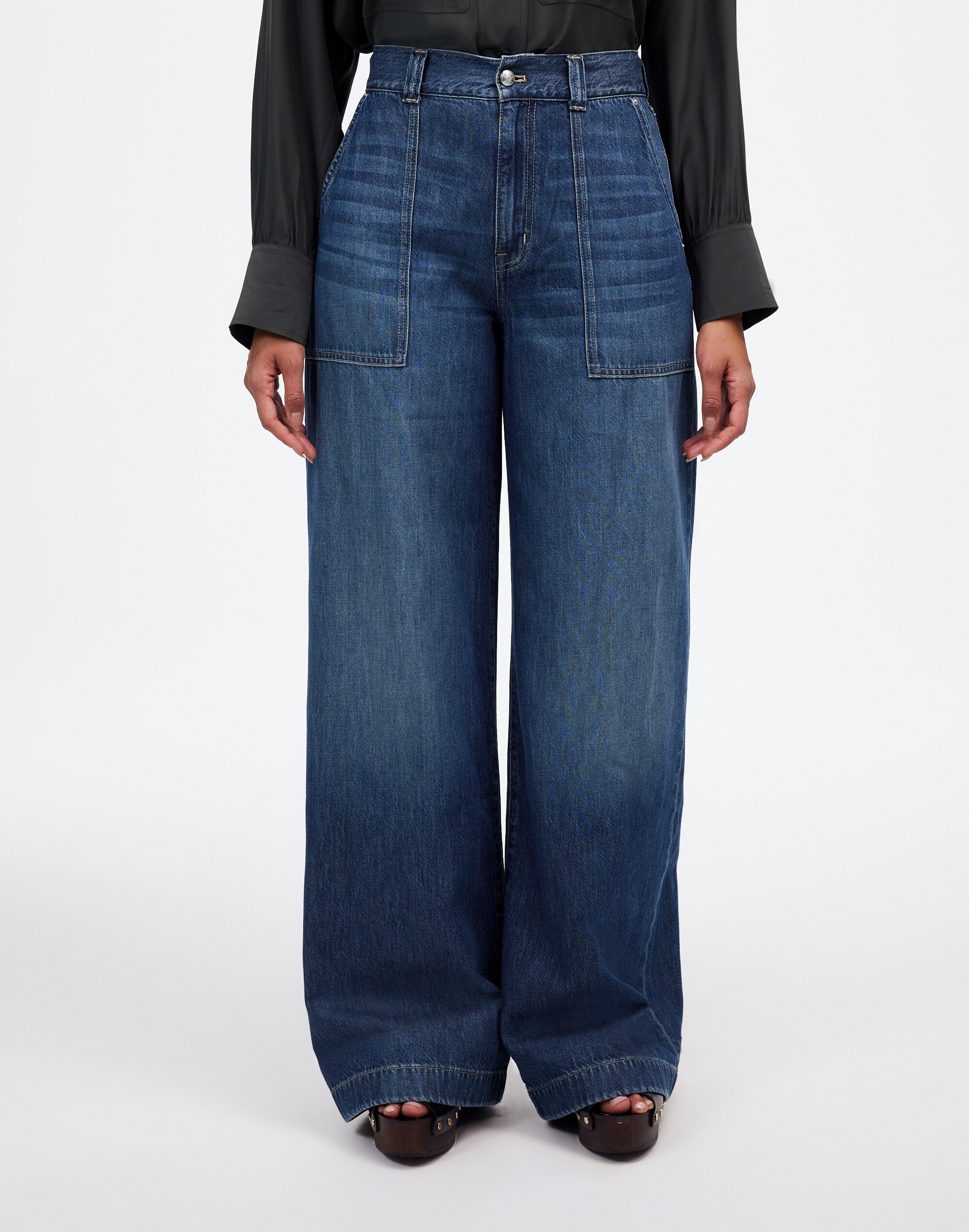 Curvy Superwide-Leg Utility Jeans Lindewood Wash: Airy Denim Edition | Madewell