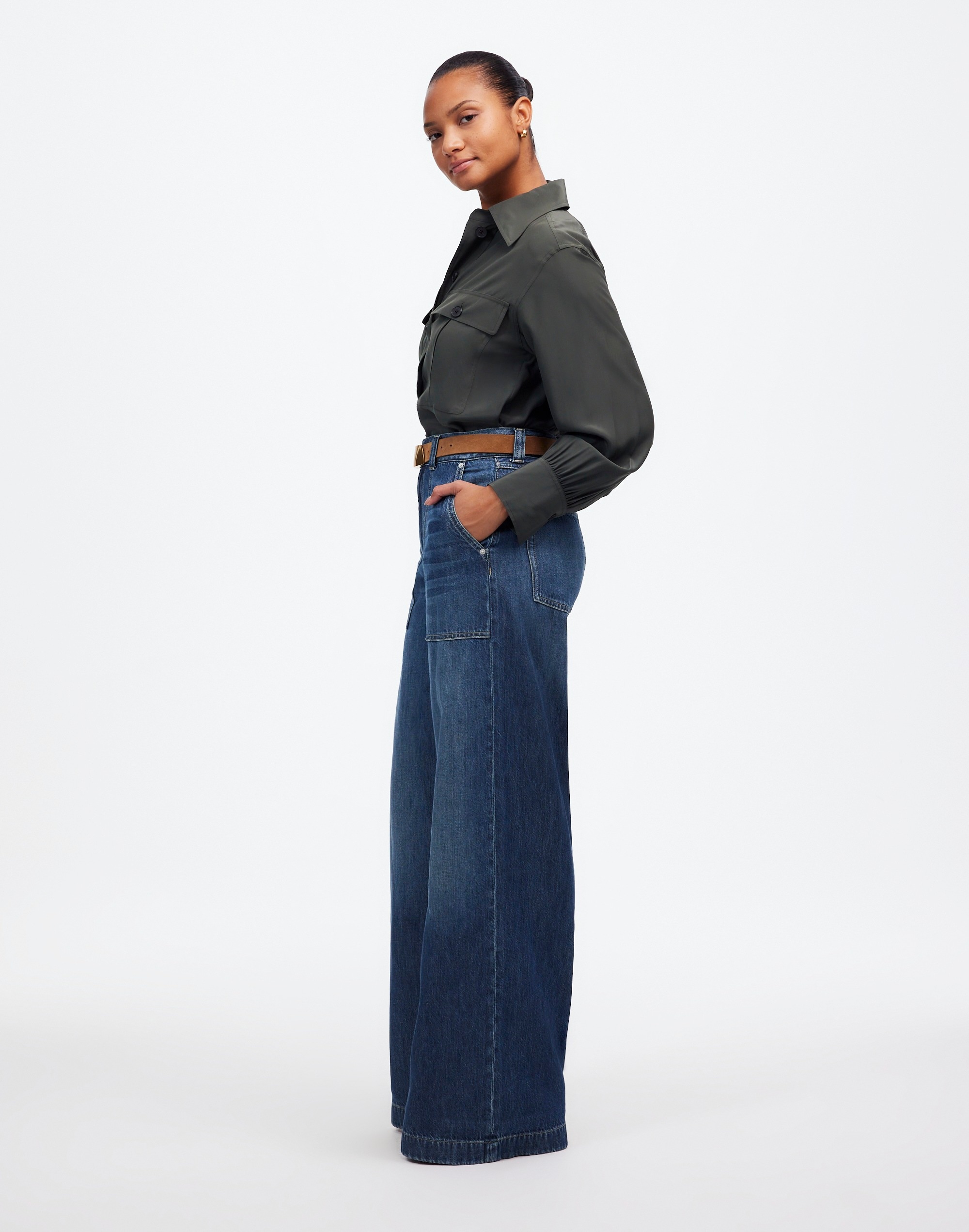 Curvy Superwide-Leg Utility Jeans Lindewood Wash: Airy Denim Edition | Madewell