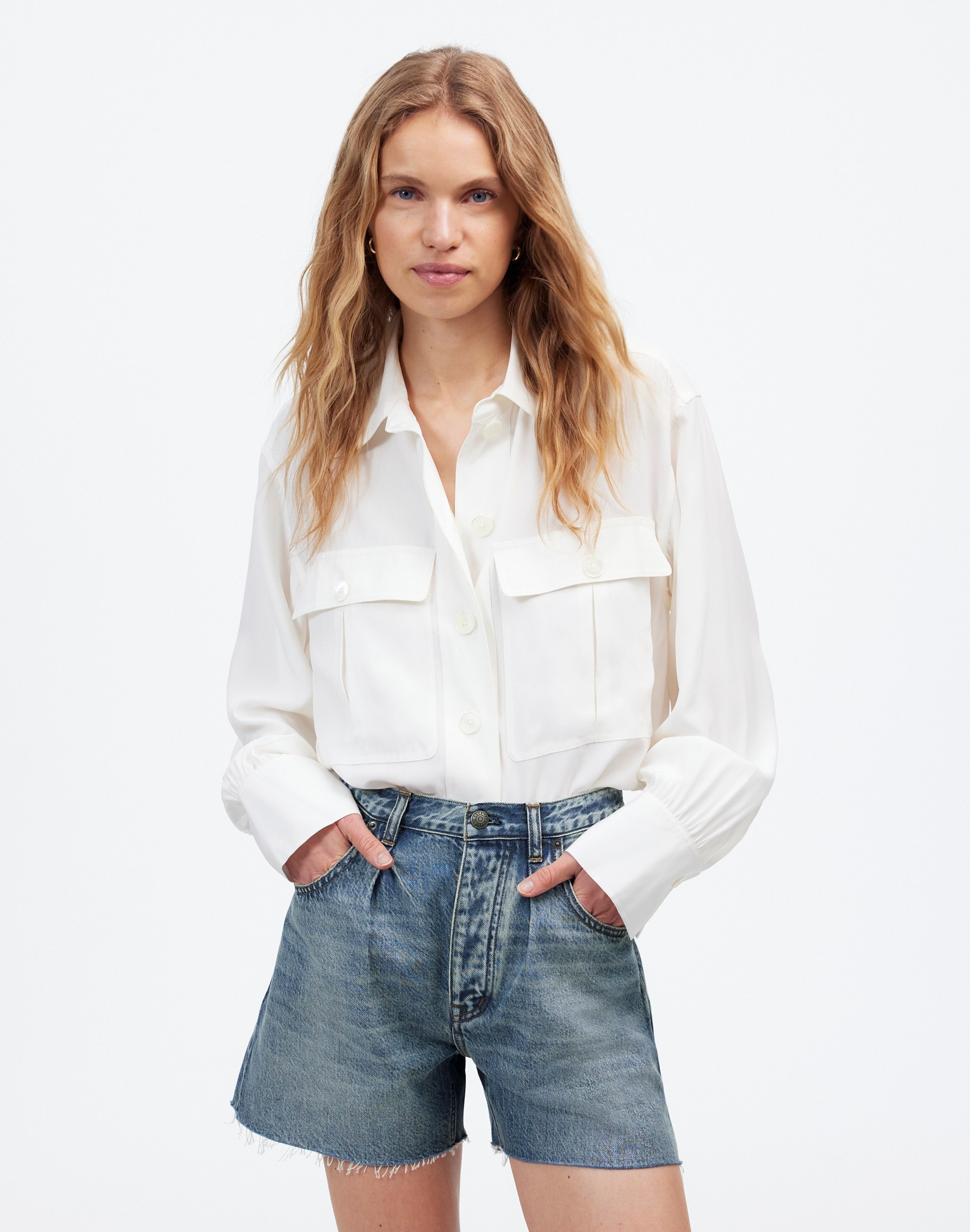 Pleated Low-Slung Denim Shorts | Madewell