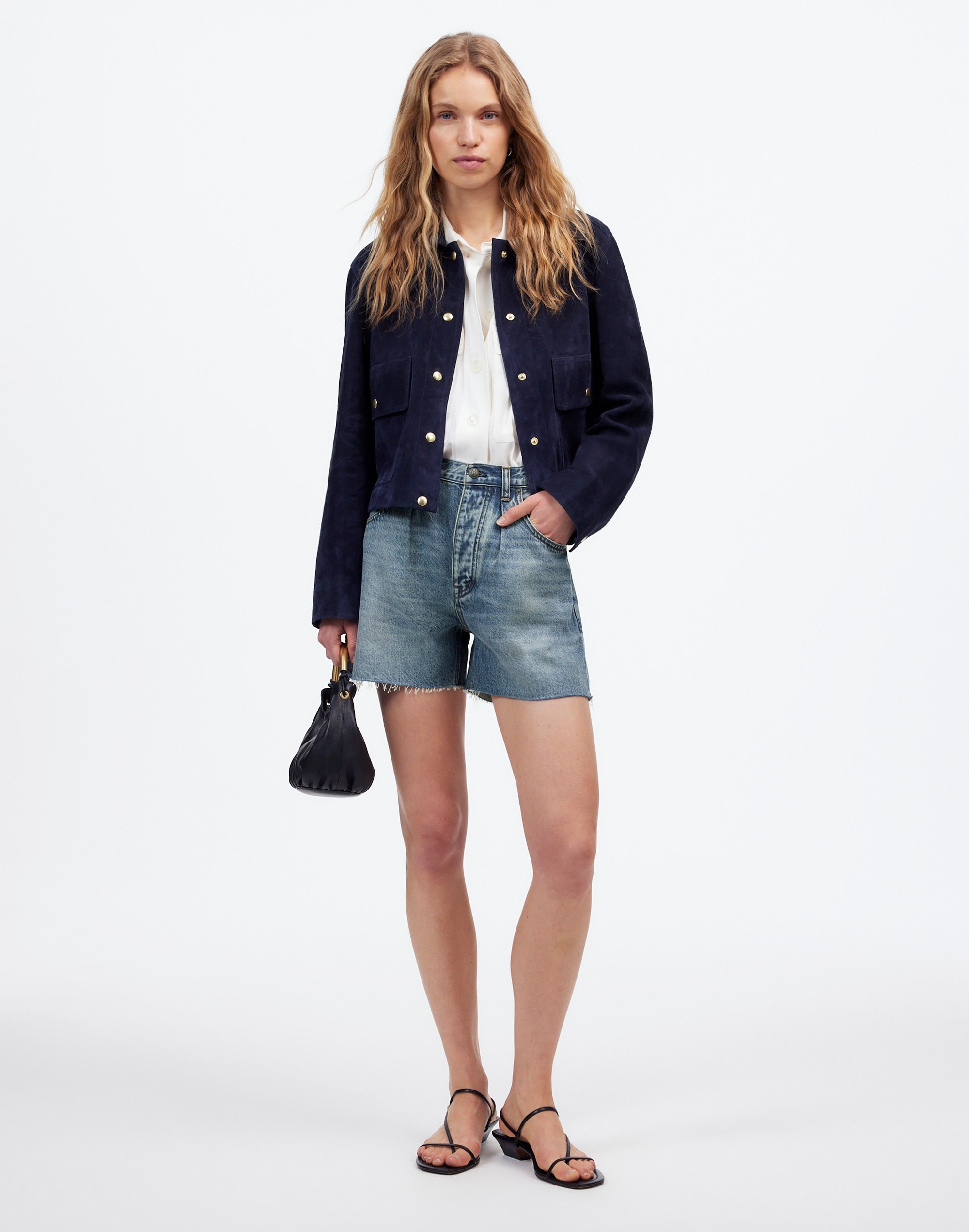 Pleated Low-Slung Denim Shorts | Madewell