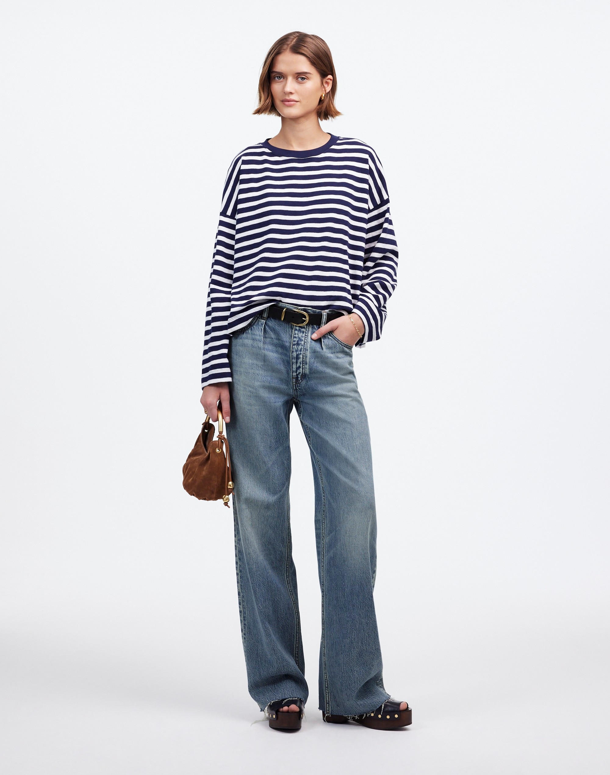 Pleated Low-Slung Baggy Jean Billings Wash: Airy Denim Edition | Madewell