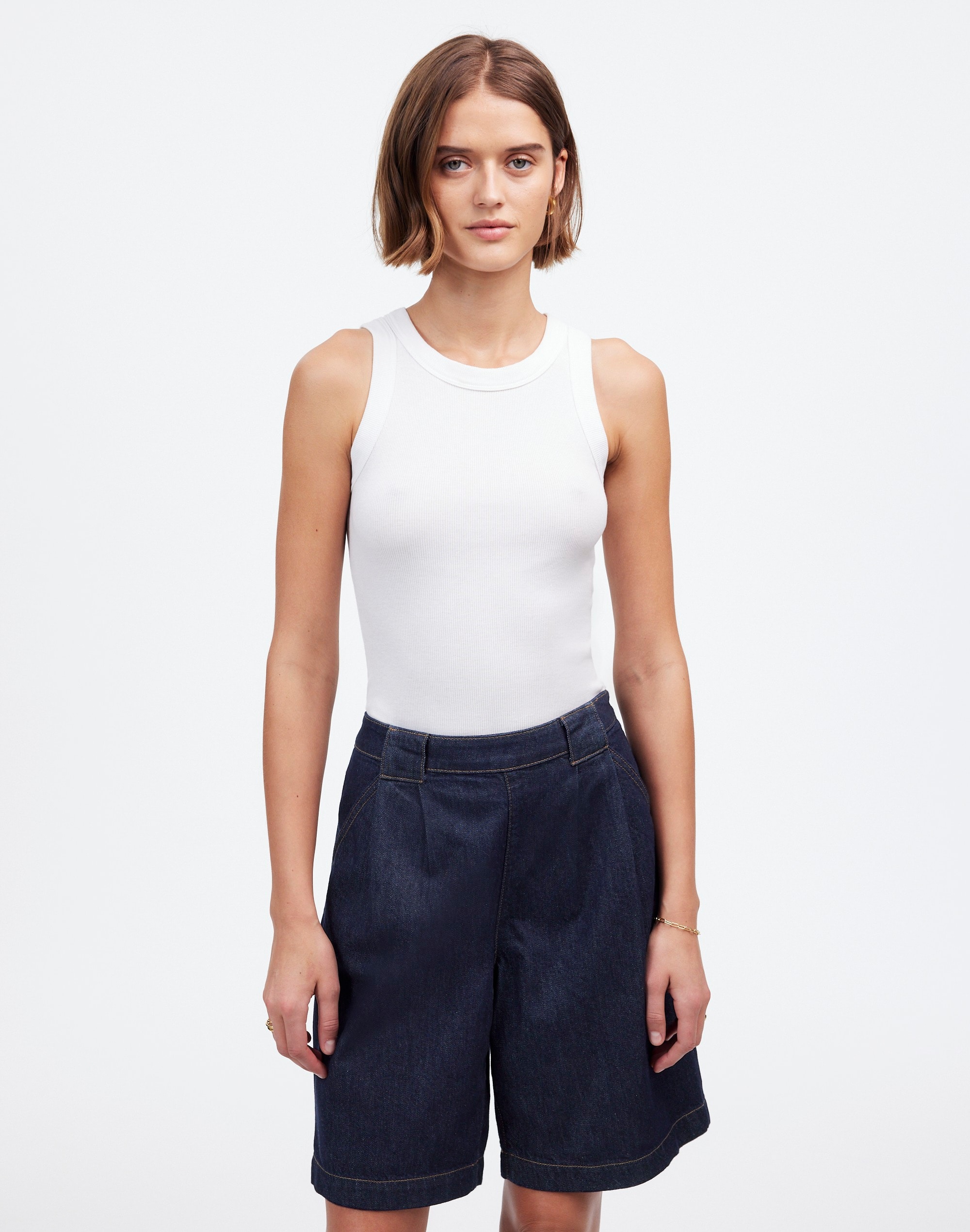 Pleated Denim Trouser Short Essex Wash | Madewell