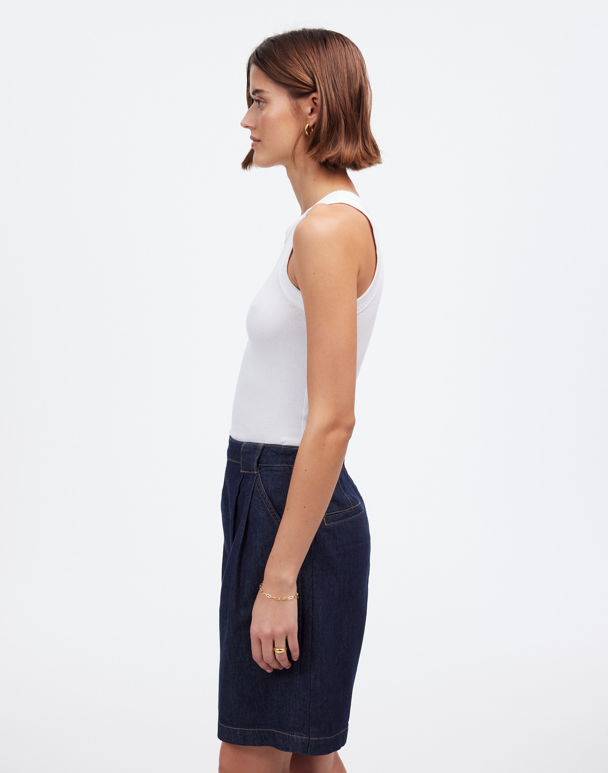 Pleated Denim Trouser Short Essex Wash | Madewell