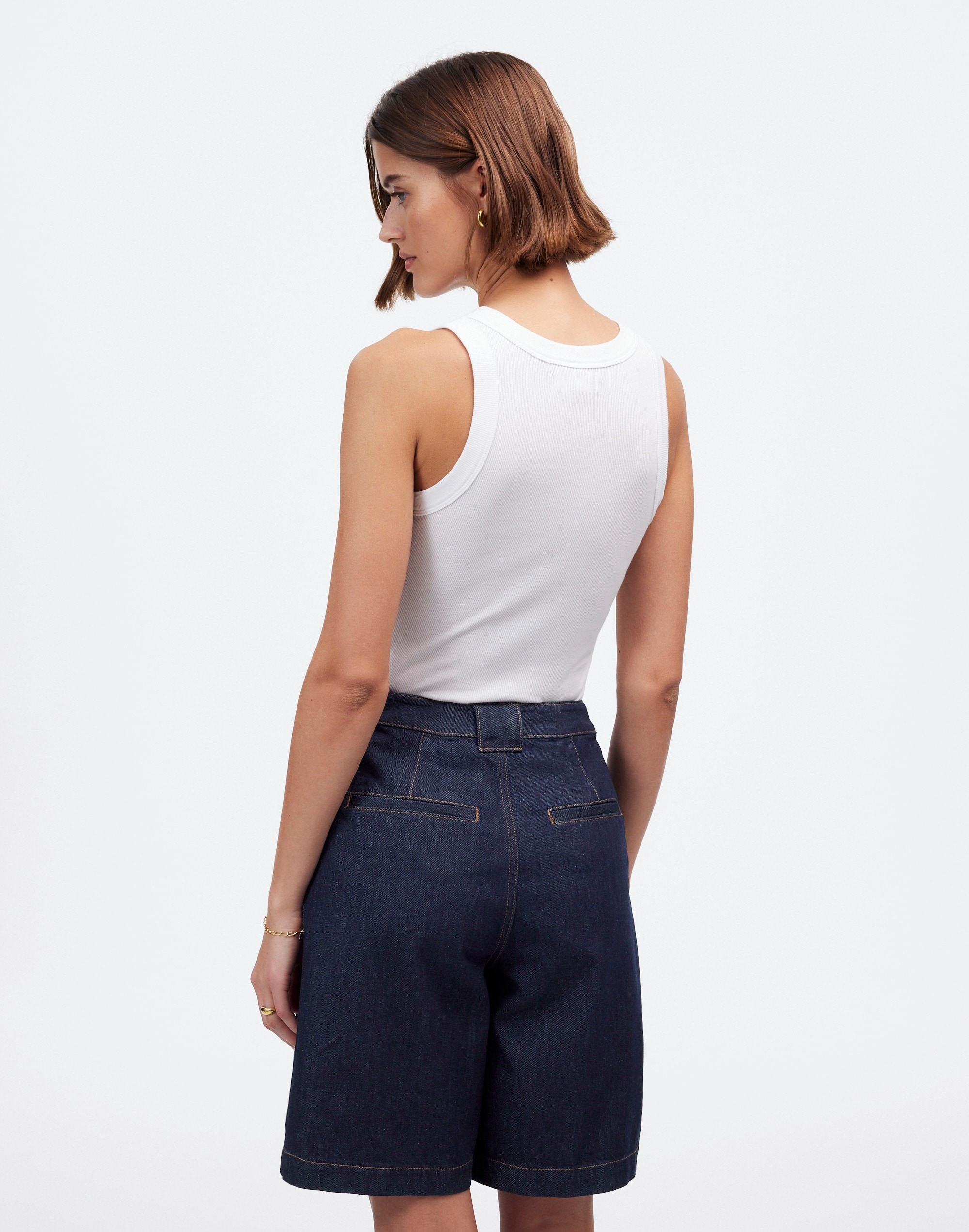 Pleated Denim Trouser Short Essex Wash | Madewell