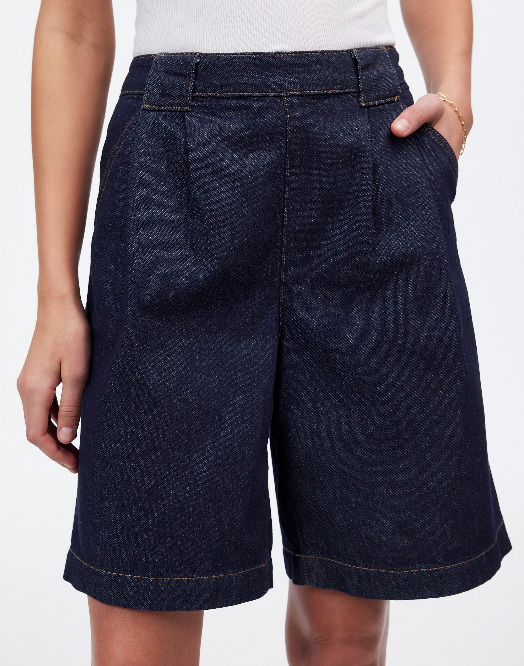 Pleated Denim Trouser Short Essex Wash | Madewell