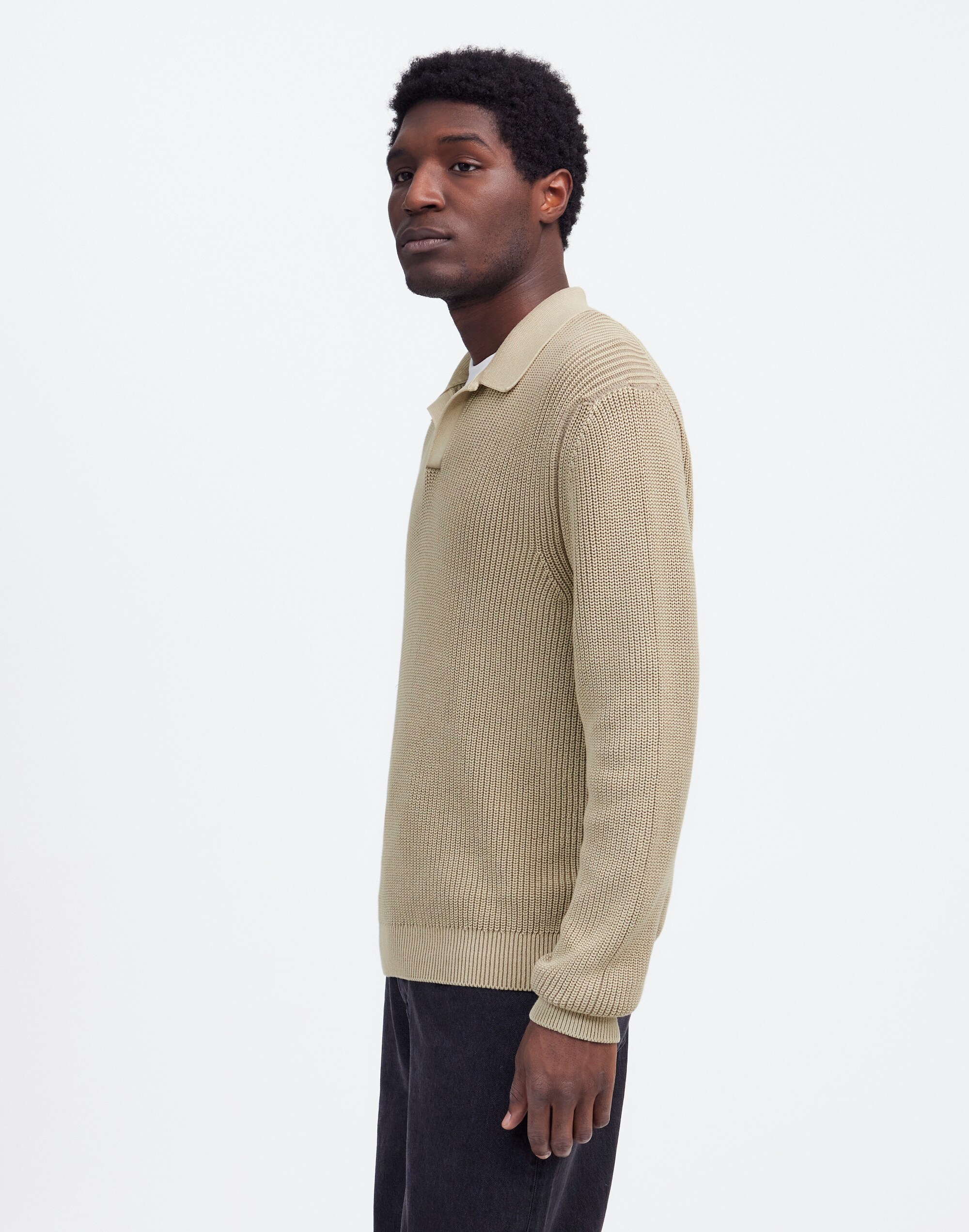 Cotton Shaker Stitch Johnny-Collar Sweater Polo | Madewell