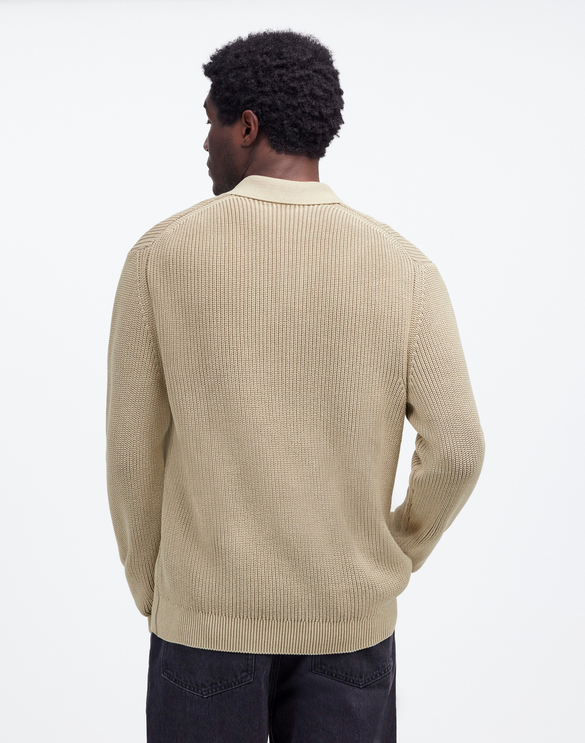 Cotton Shaker Stitch Johnny-Collar Sweater Polo | Madewell