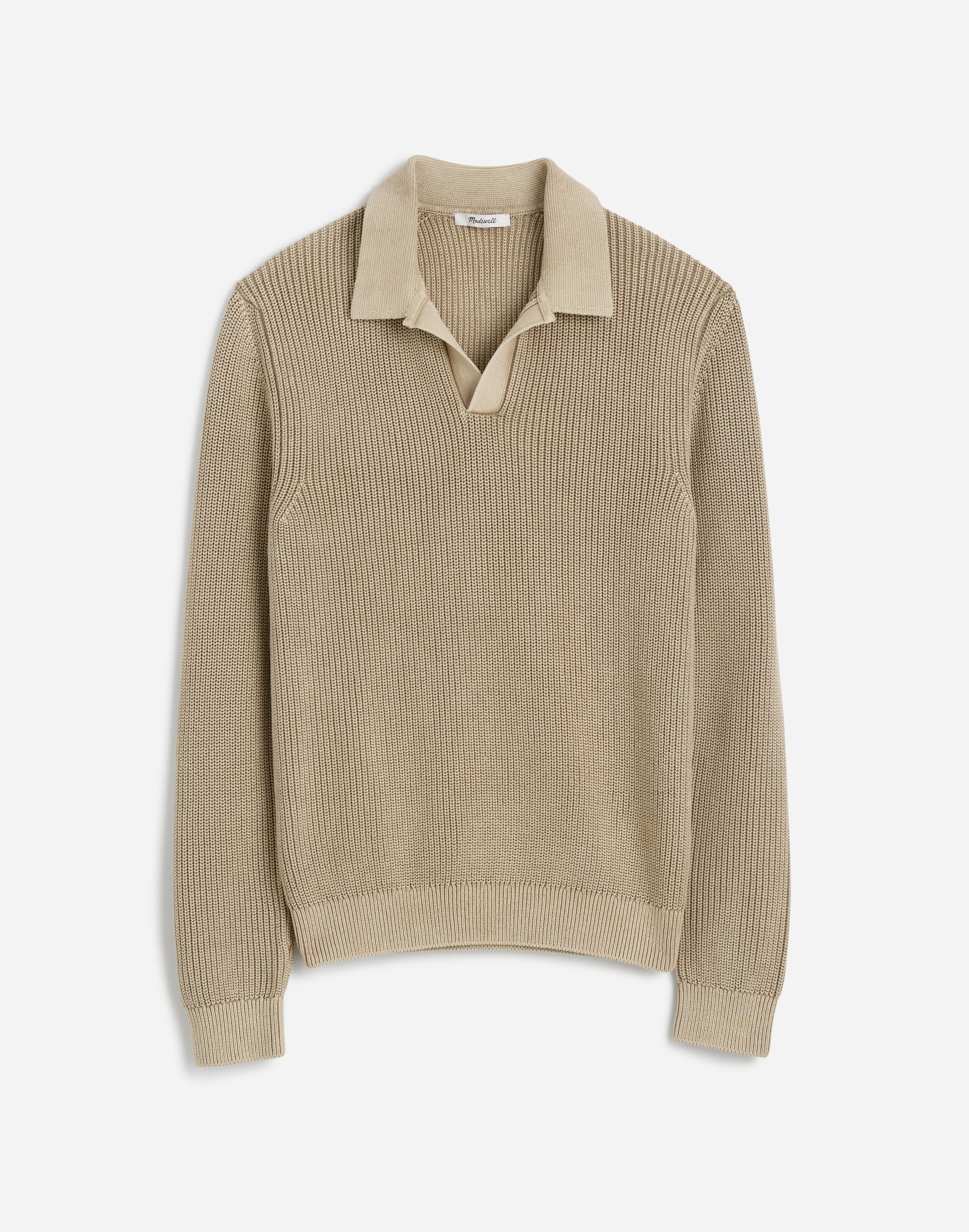 Cotton Shaker Stitch Johnny-Collar Sweater Polo | Madewell