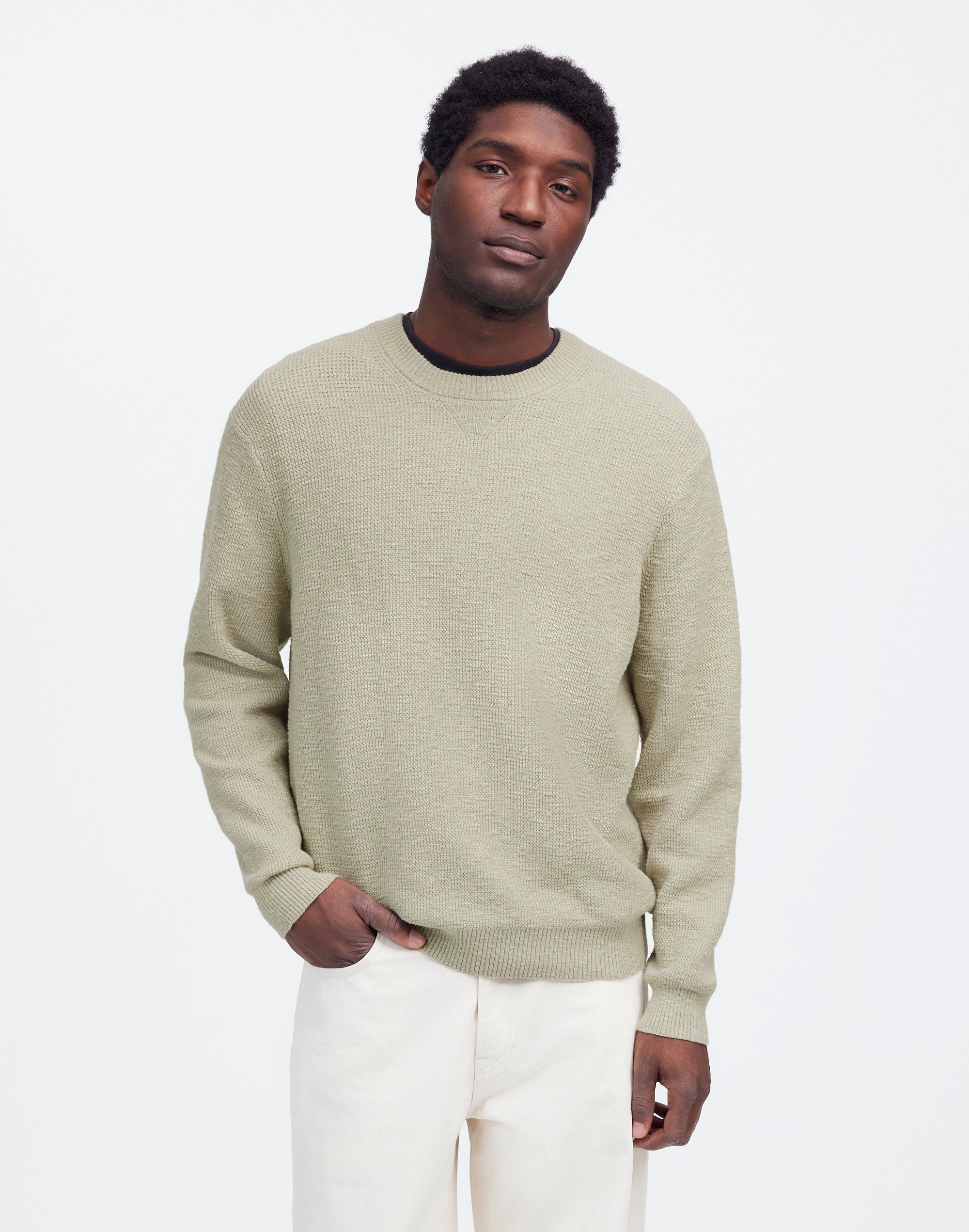 Waffle-Knit Crewneck Sweater | Madewell