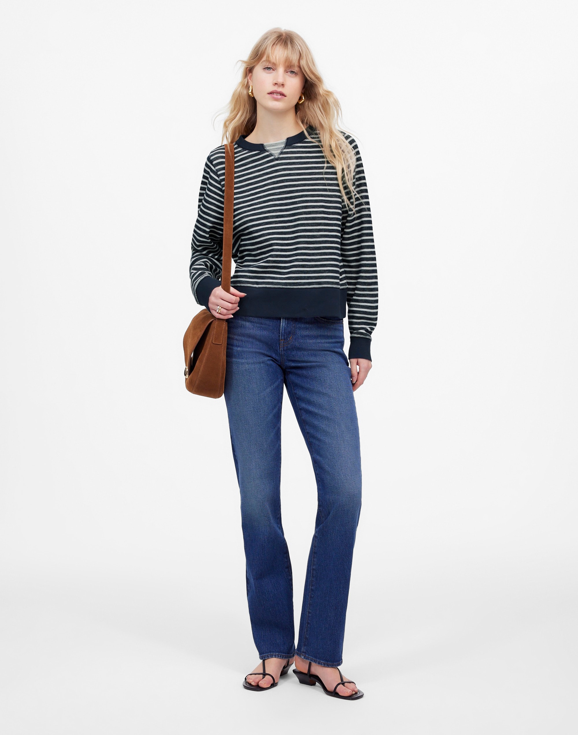 Relaxed Long-Sleeve Crewneck Tee Stripe | Madewell