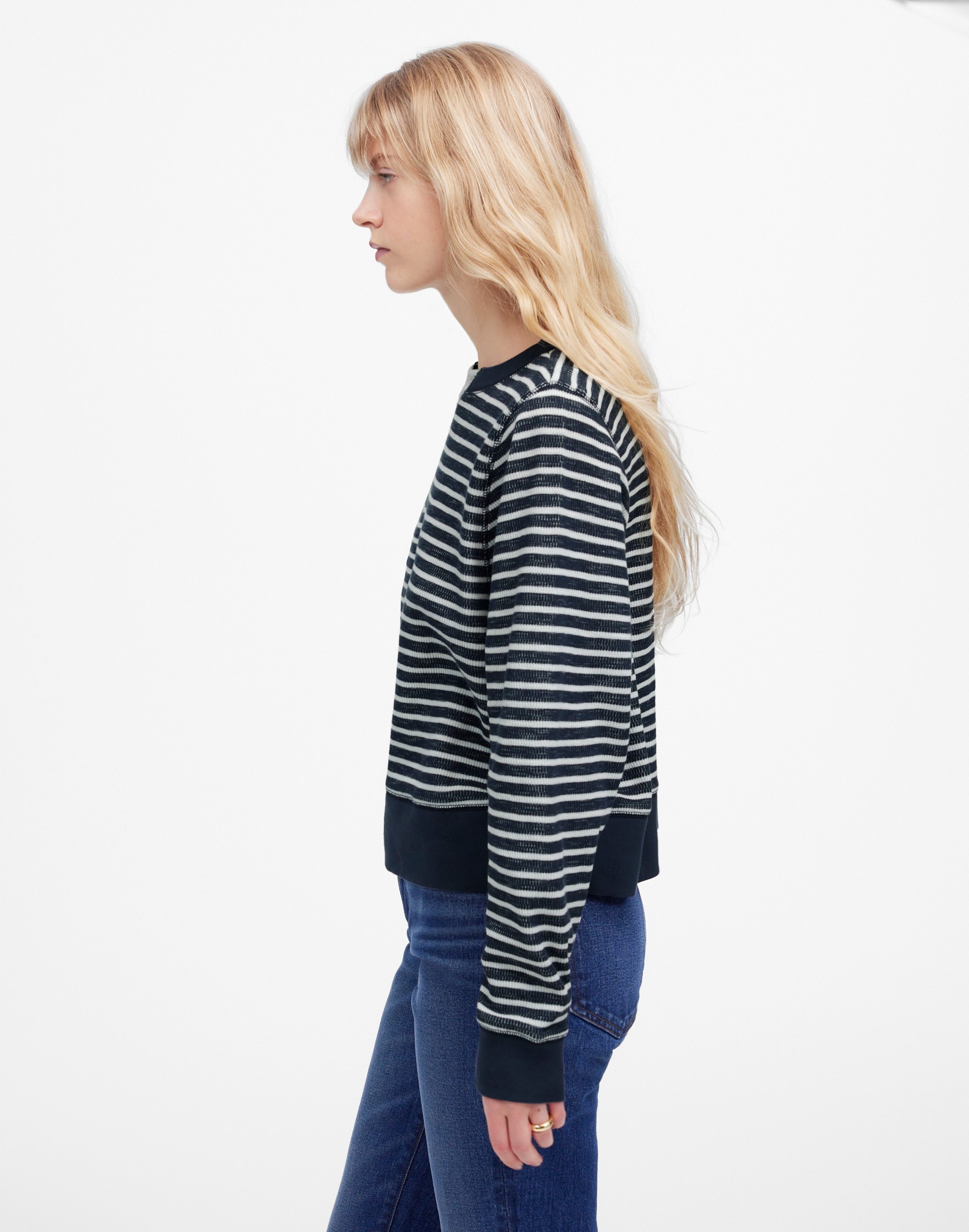 Relaxed Long-Sleeve Crewneck Tee Stripe | Madewell