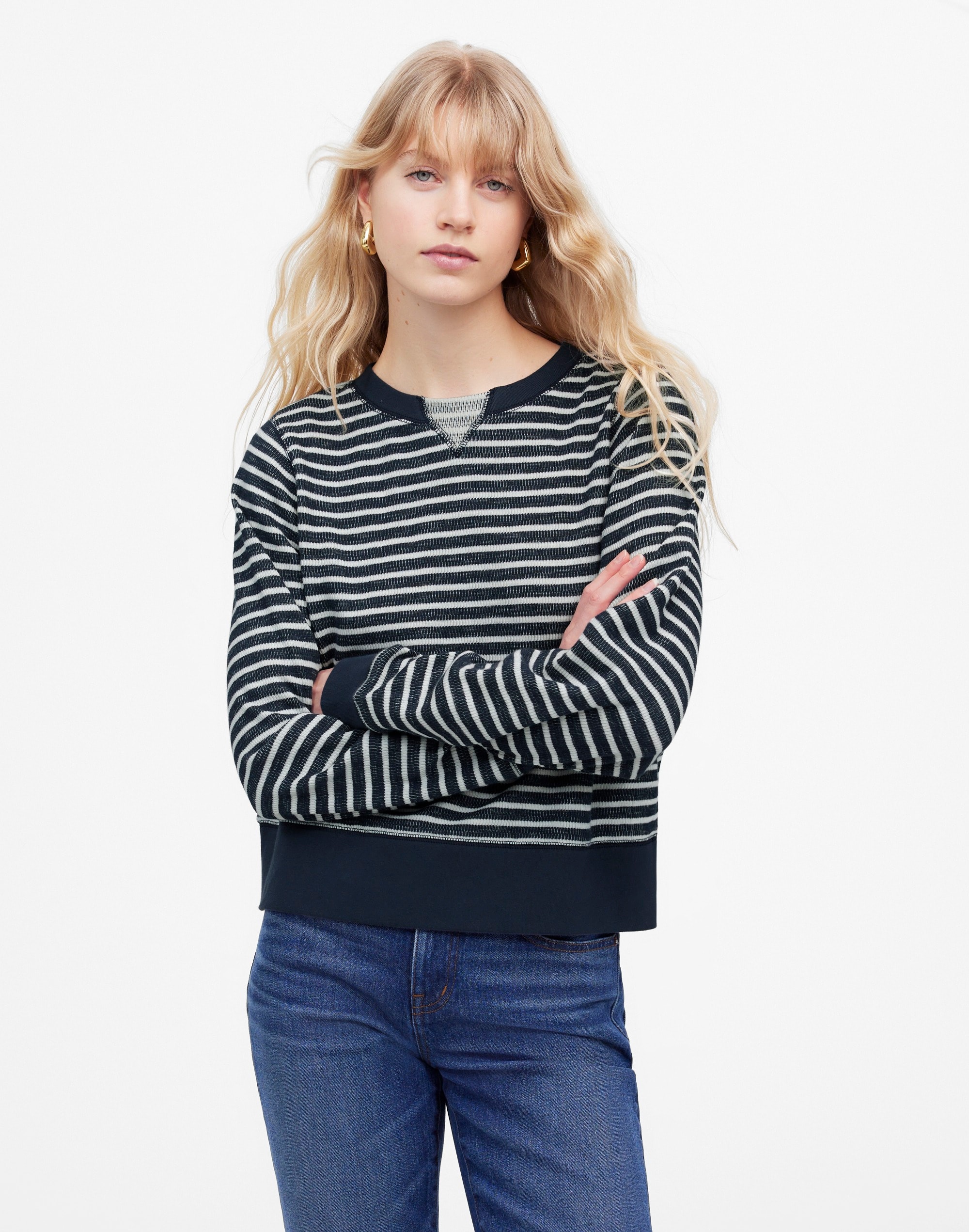 Relaxed Long-Sleeve Crewneck Tee Stripe | Madewell