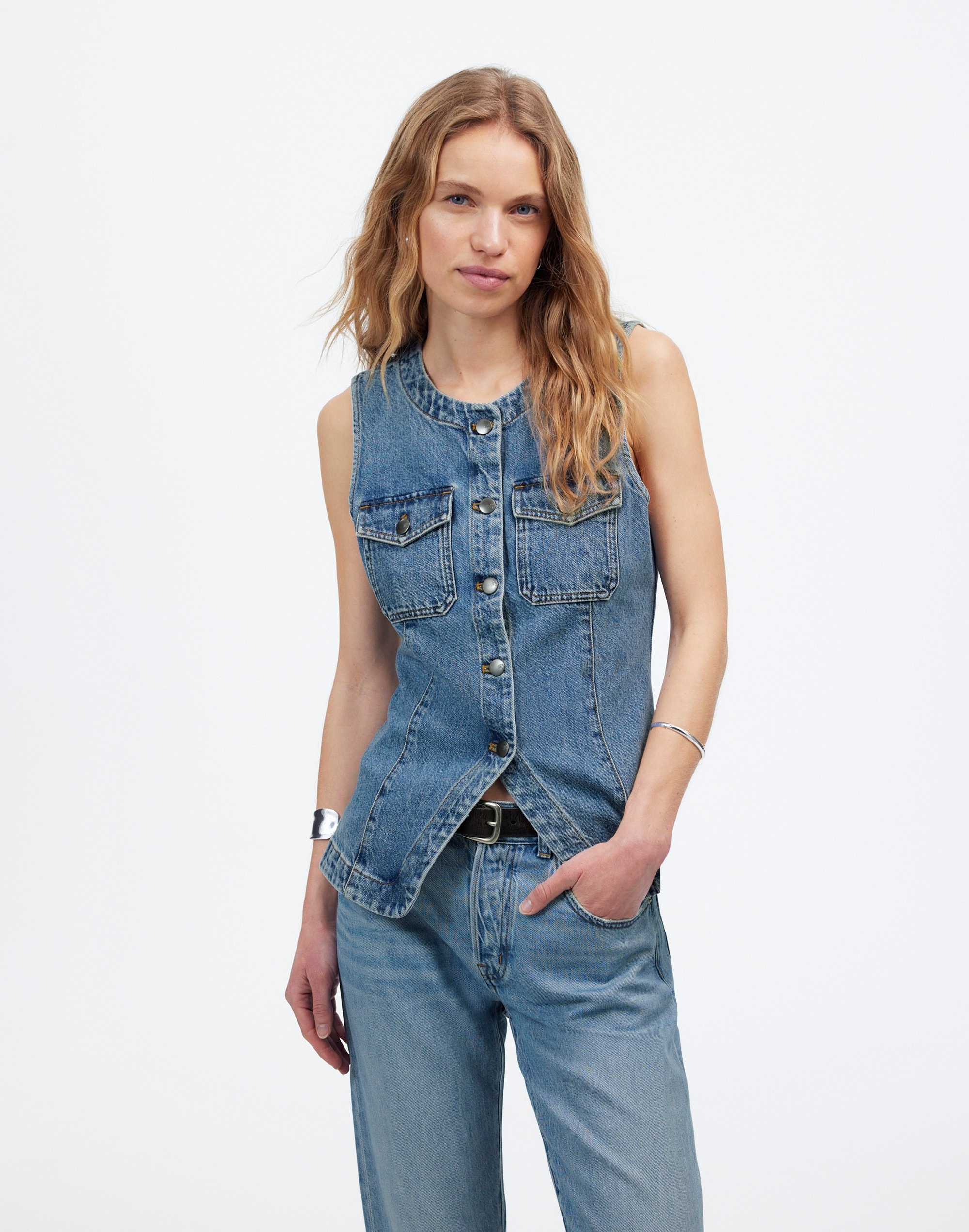 Denim High Crewneck Vest | Madewell