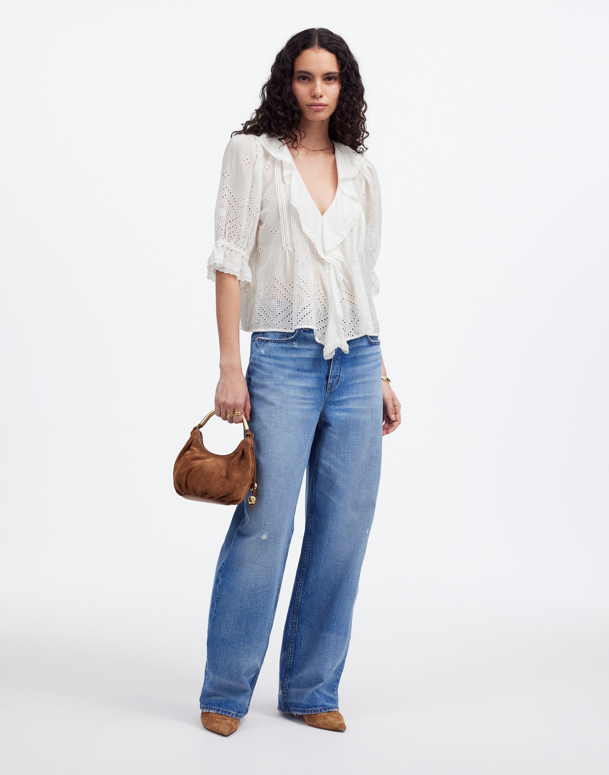 Pintucked Ruffled Puff-Sleeve Top | Madewell