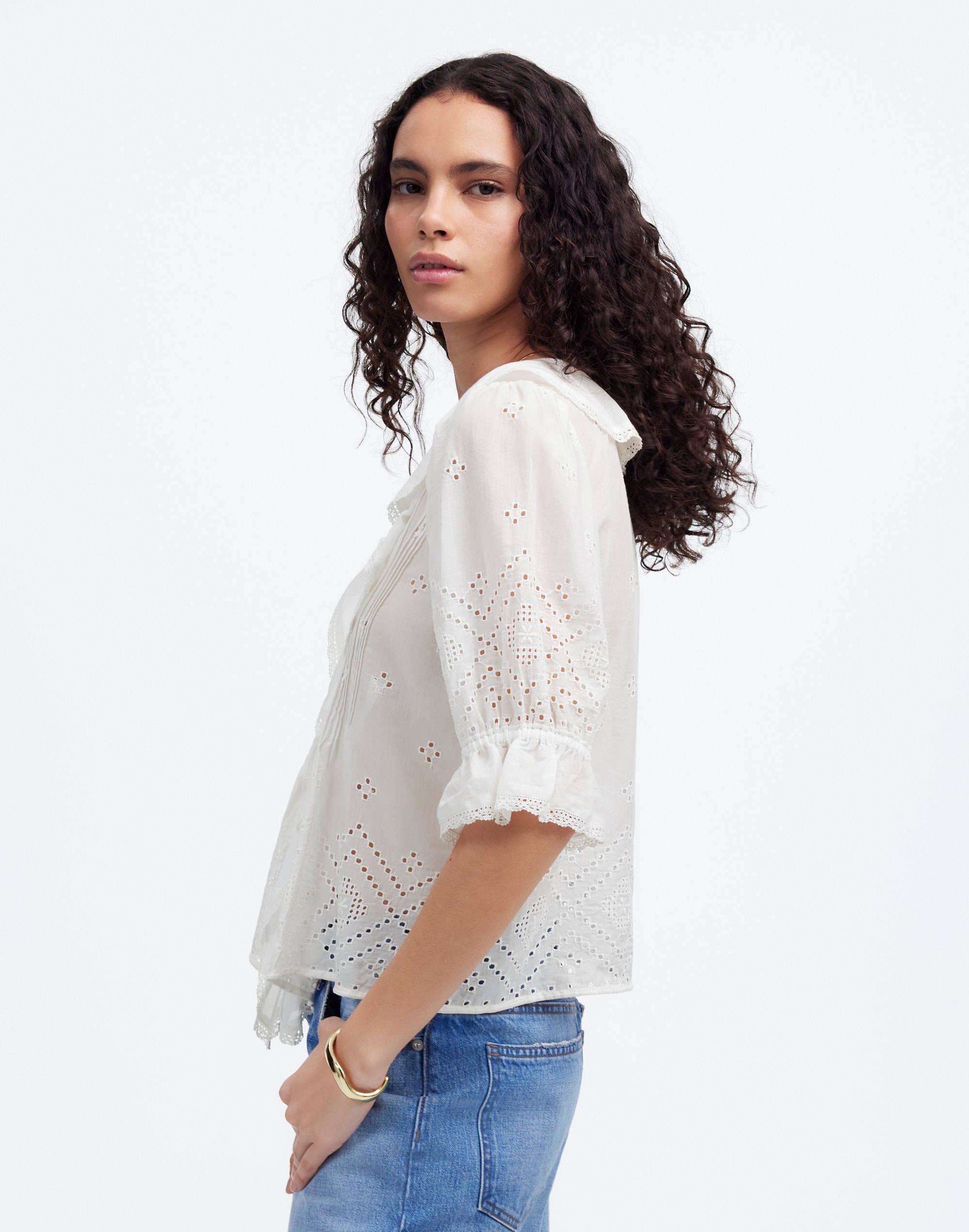 Pintucked Ruffled Puff-Sleeve Top | Madewell