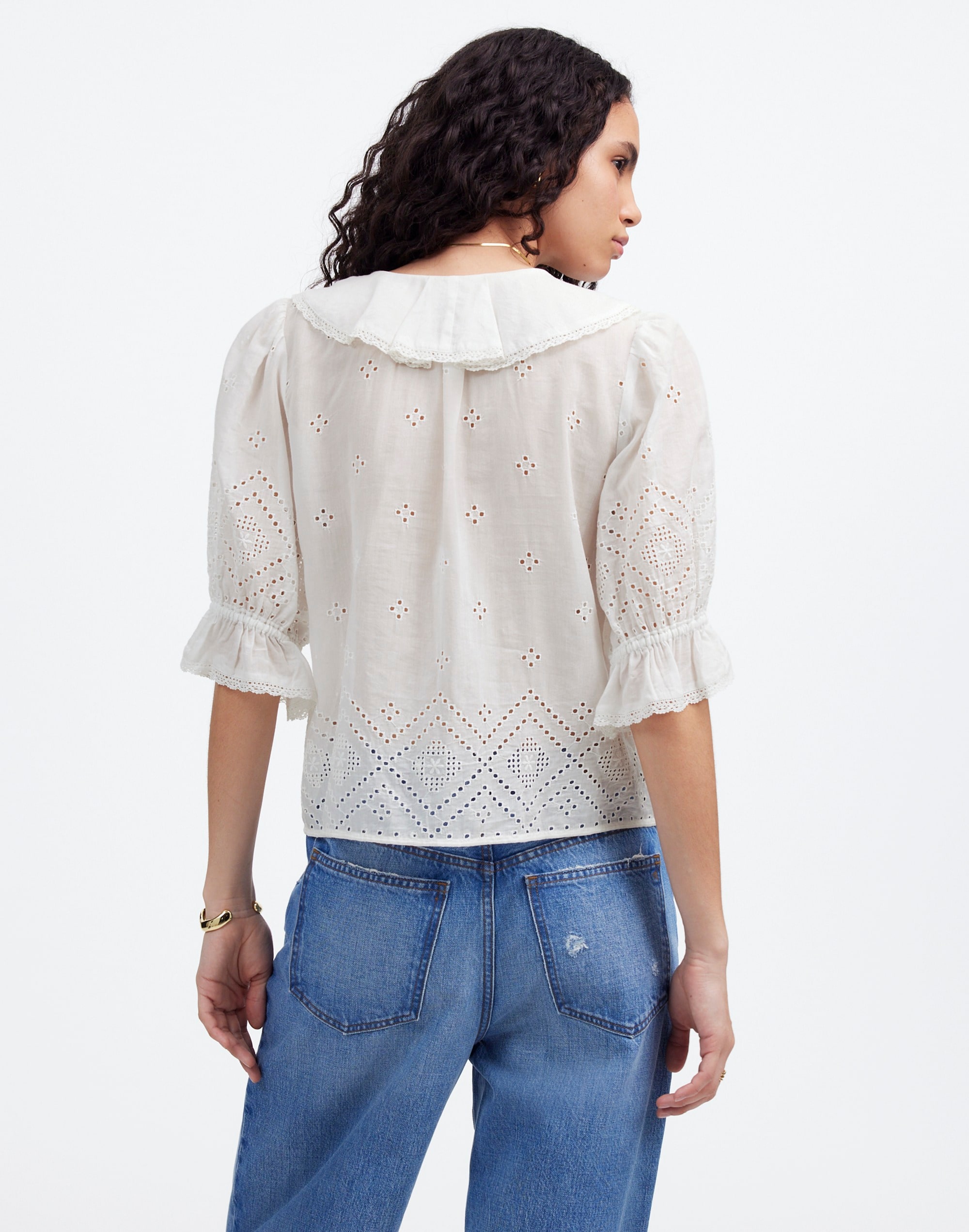 Pintucked Ruffled Puff-Sleeve Top | Madewell