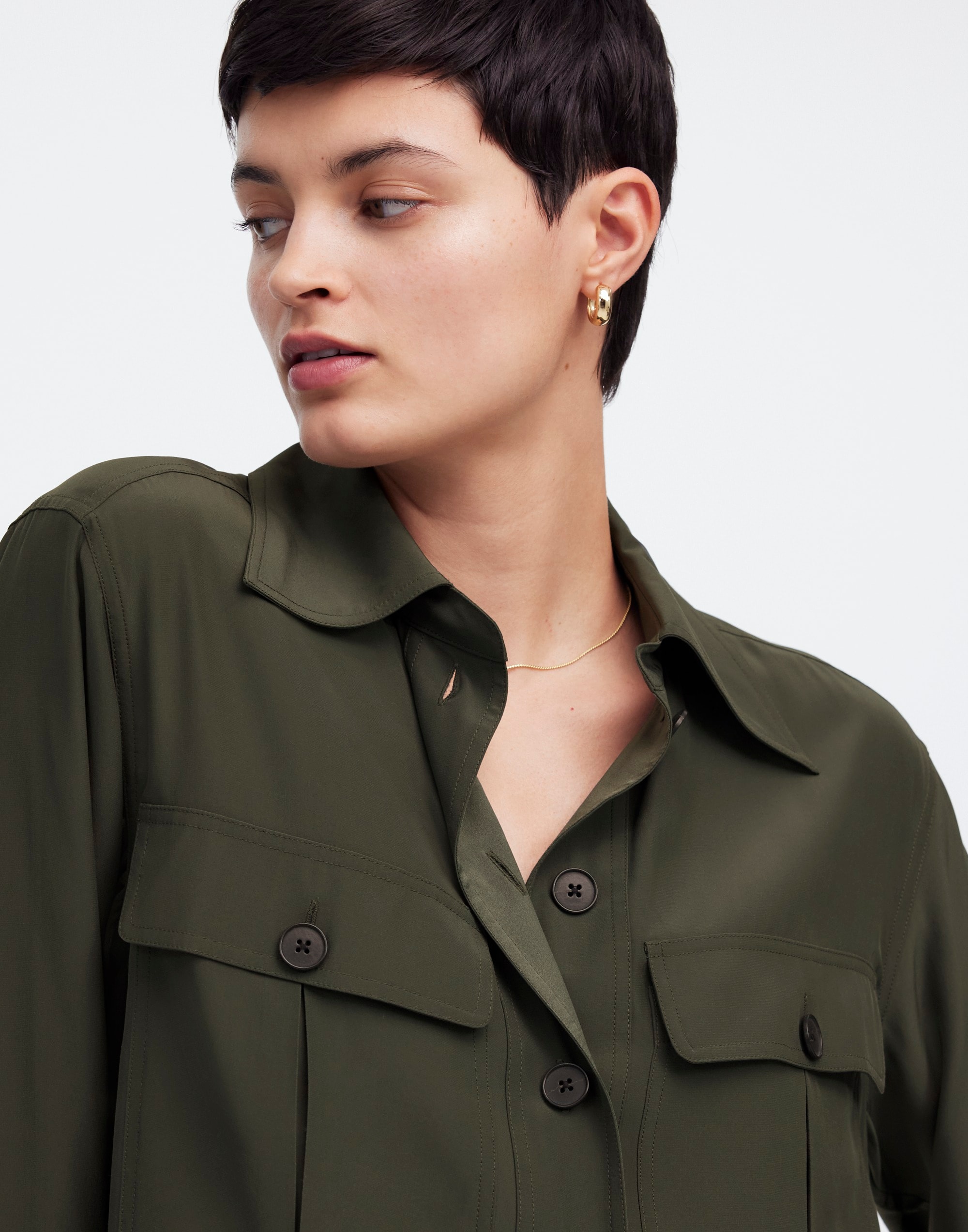 Silk Utility-Pocket Button-Up Shirt | Madewell