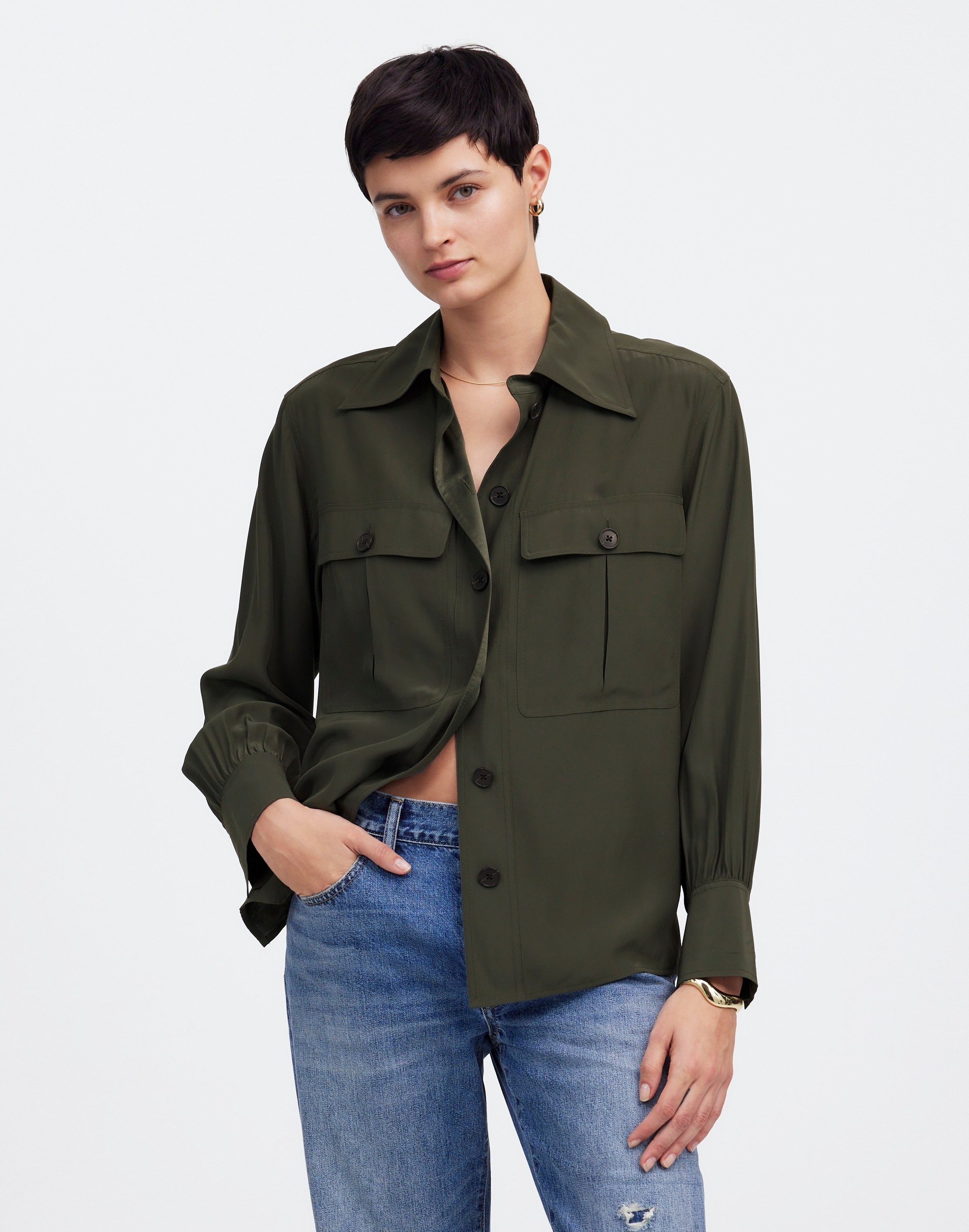 Silk Utility-Pocket Button-Up Shirt | Madewell