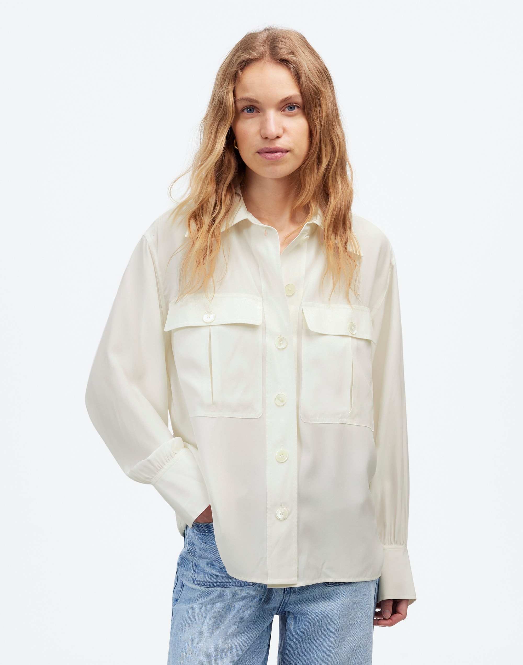 Silk Utility-Pocket Button-Up Shirt | Madewell