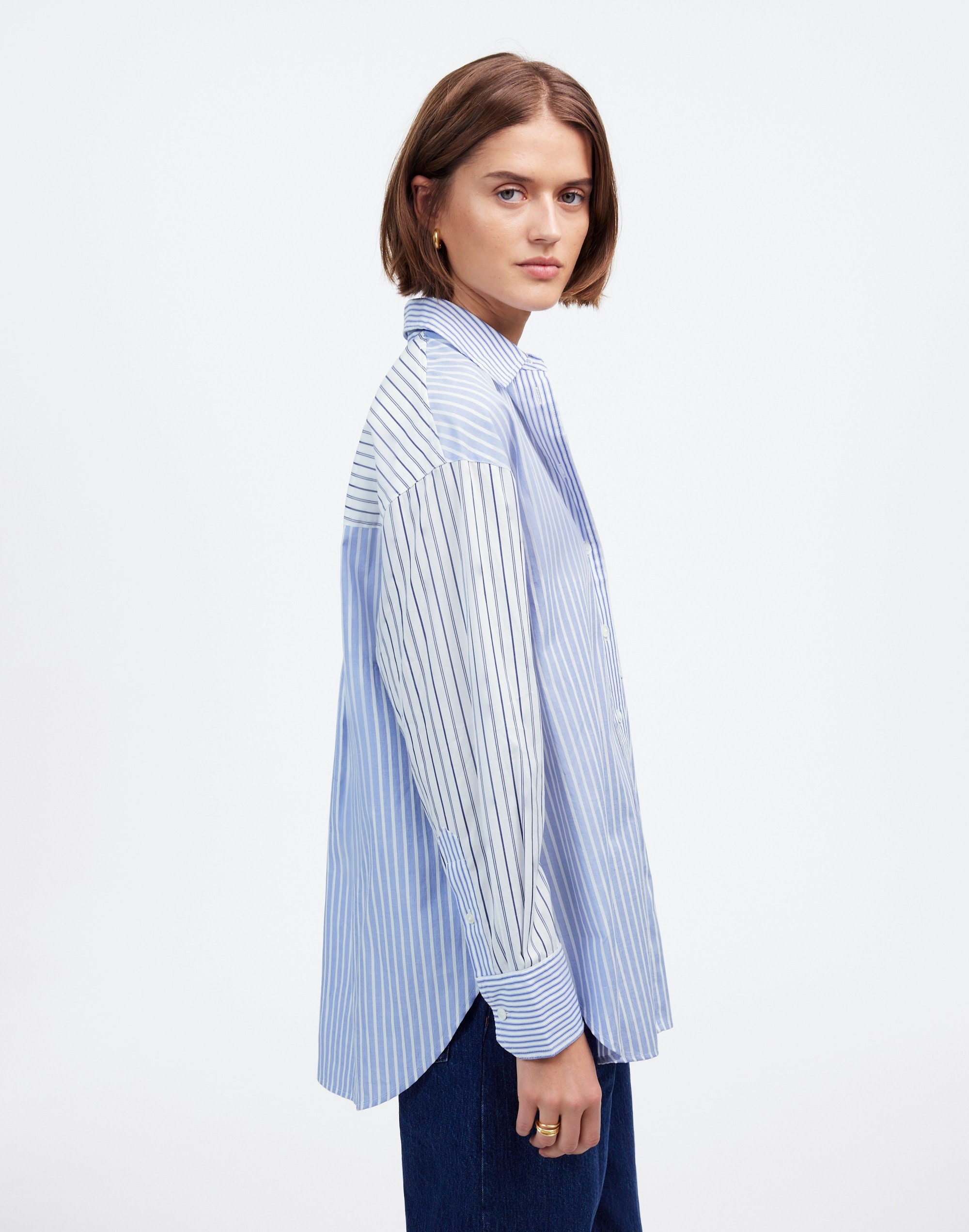 Poplin Oversized Button-Up Shirt Mixed Stripe | Madewell