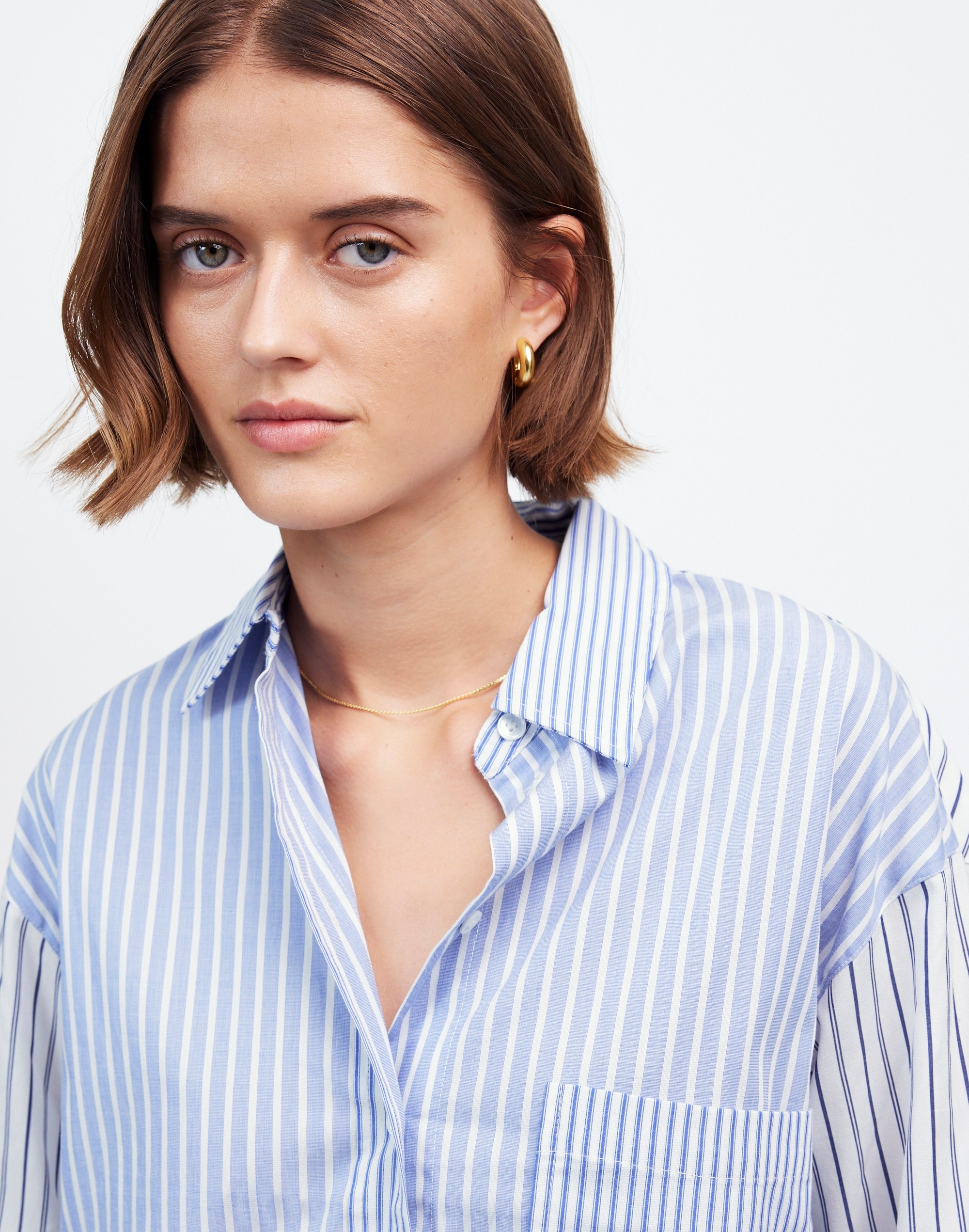 Poplin Oversized Button-Up Shirt Mixed Stripe | Madewell