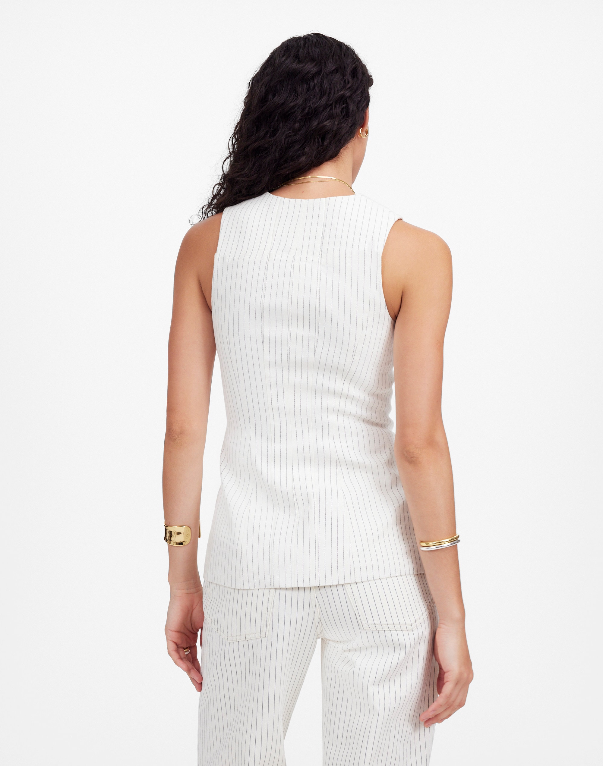 Cutaway Vest Pinstripe Linen Blend | Madewell